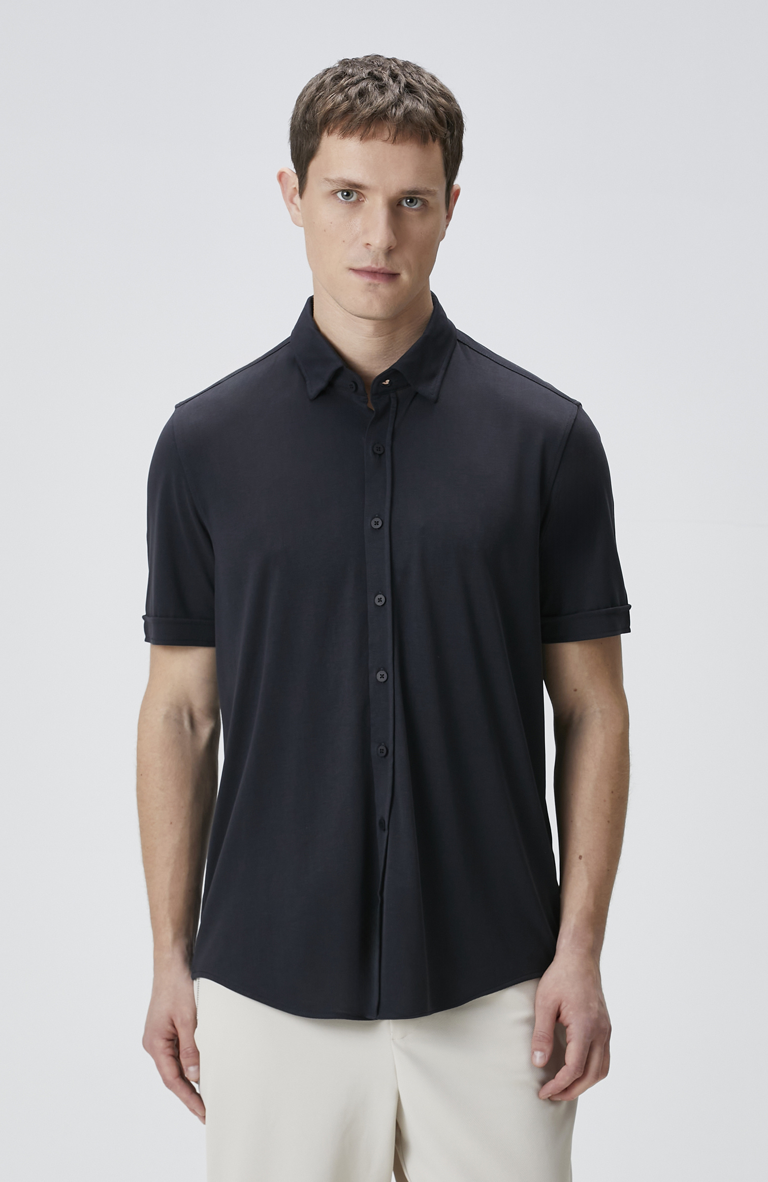 Siyah Comfort Örme Gömlek