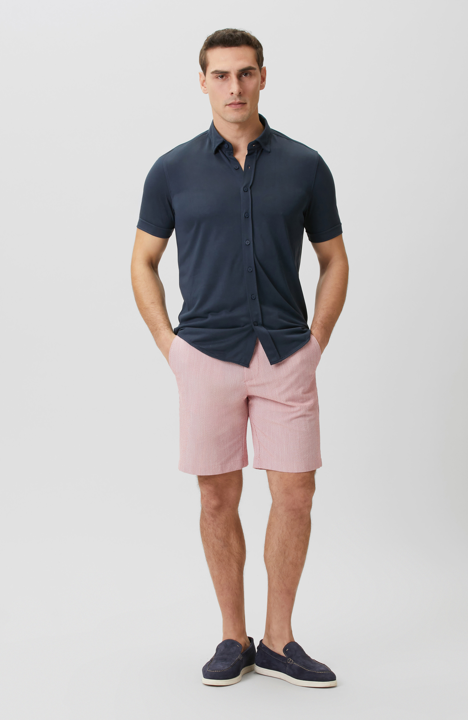 Navy Blue Short Sleeve Comfort Knitted Shirt