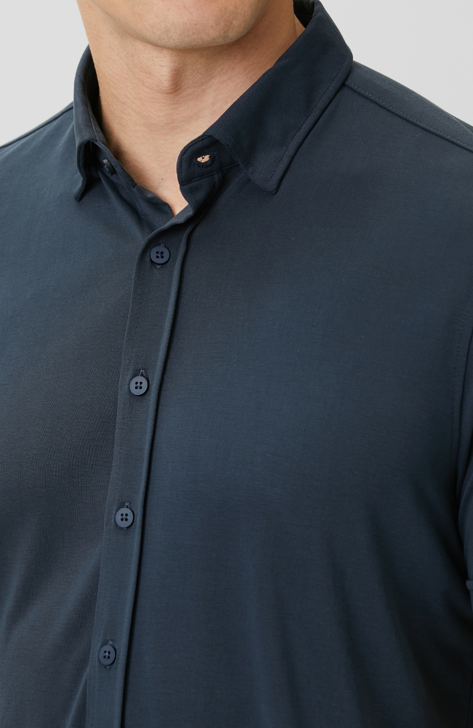 N-Green Lacivert Kısa Kol Comfort Örme Gömlek