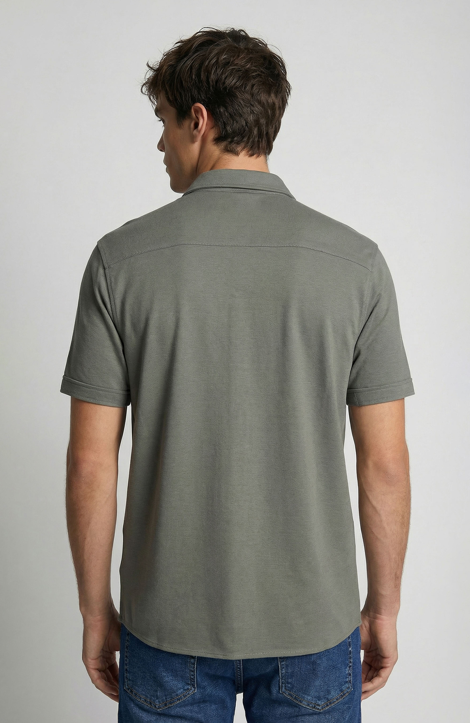 Khaki Short Sleeve Knitted Shirt