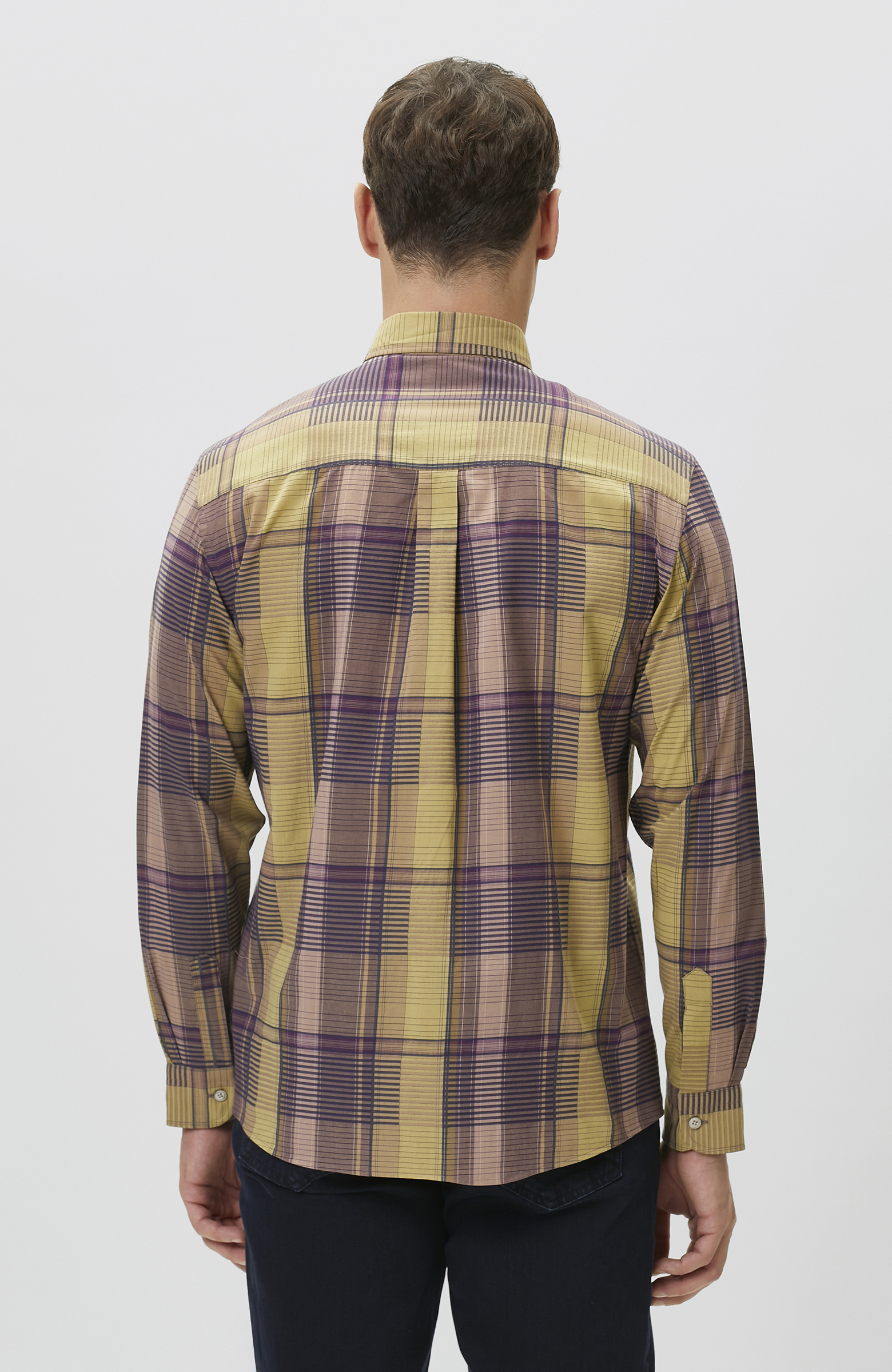 Relaxed Fit Bordo Haki Ekoseli Gömlek