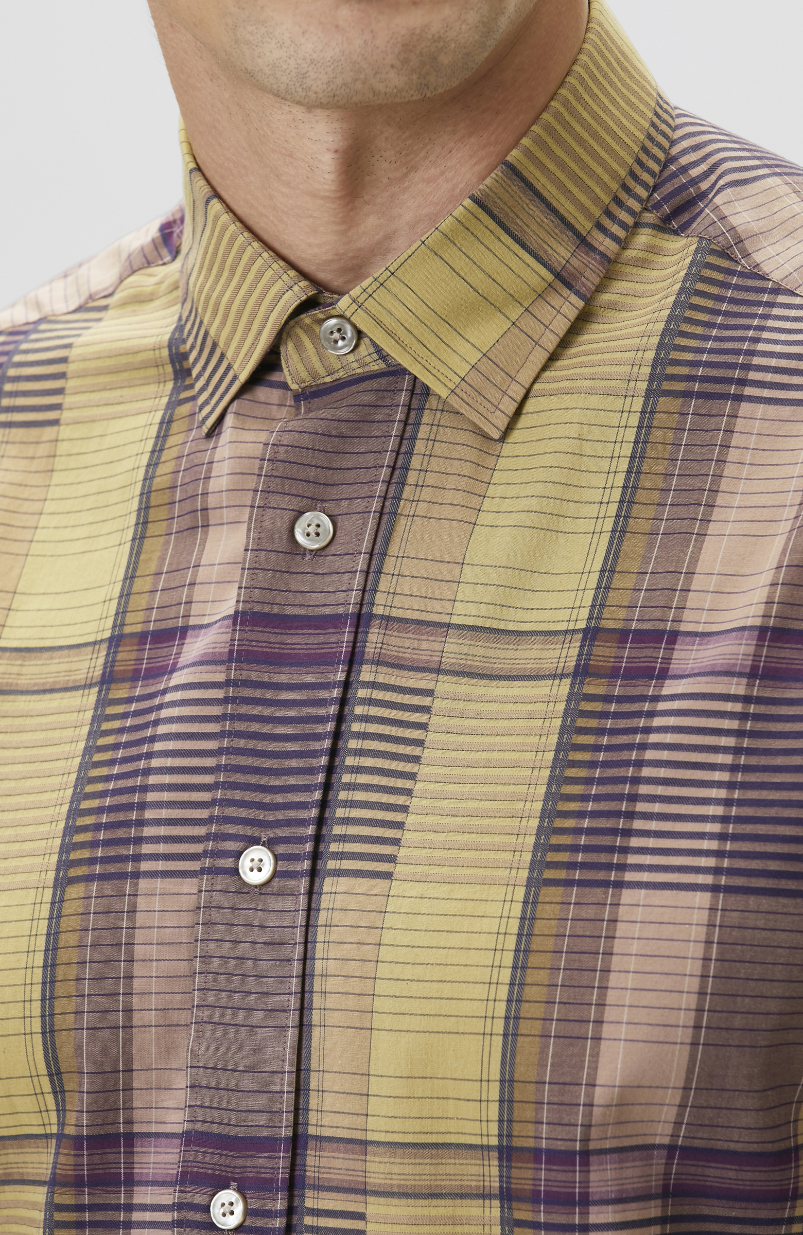 Relaxed Fit Bordo Haki Ekoseli Gömlek