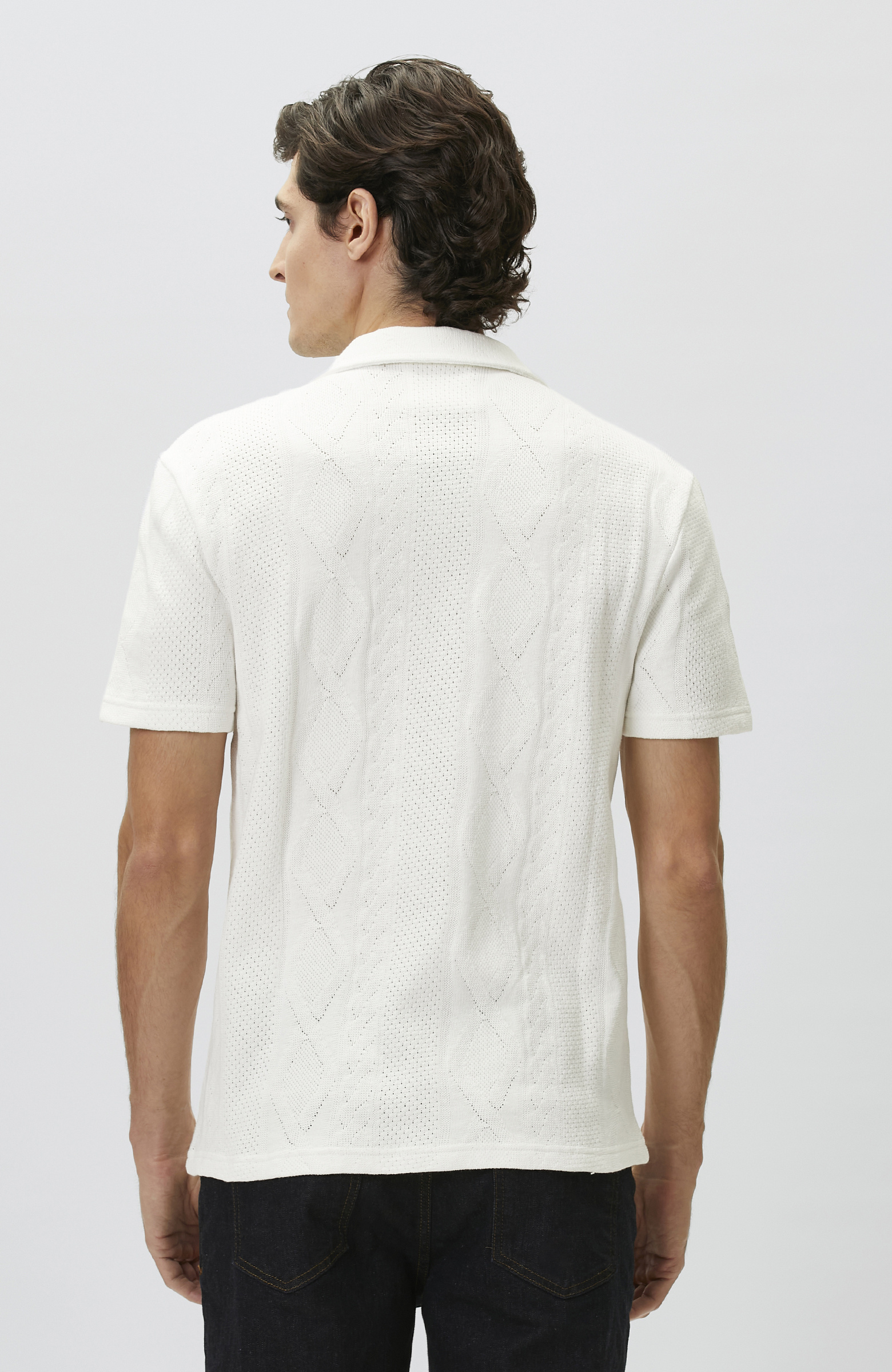 Kırık Beyaz Ajurlu Örme Gömlek