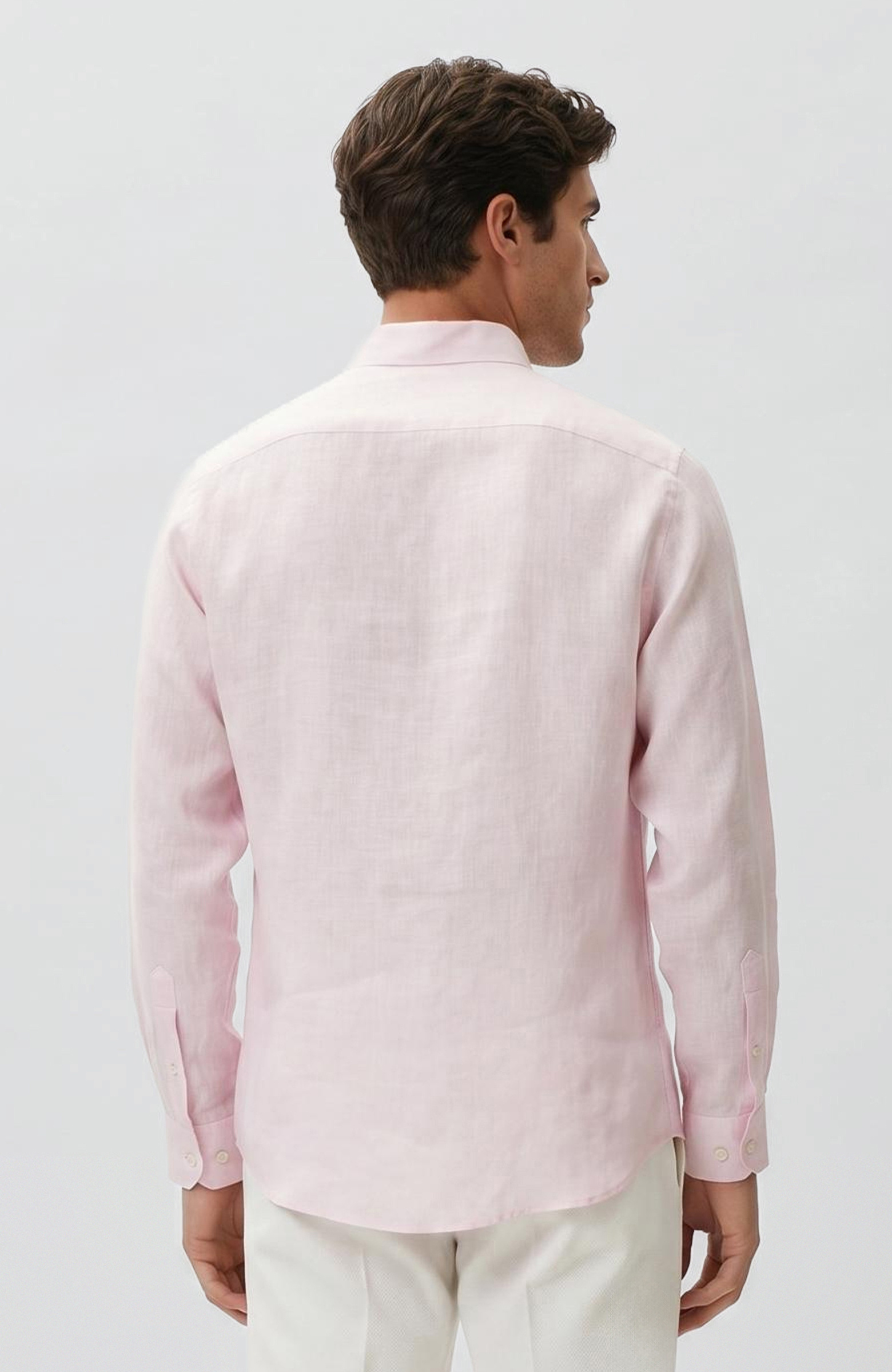 Pembe Keten Gömlek