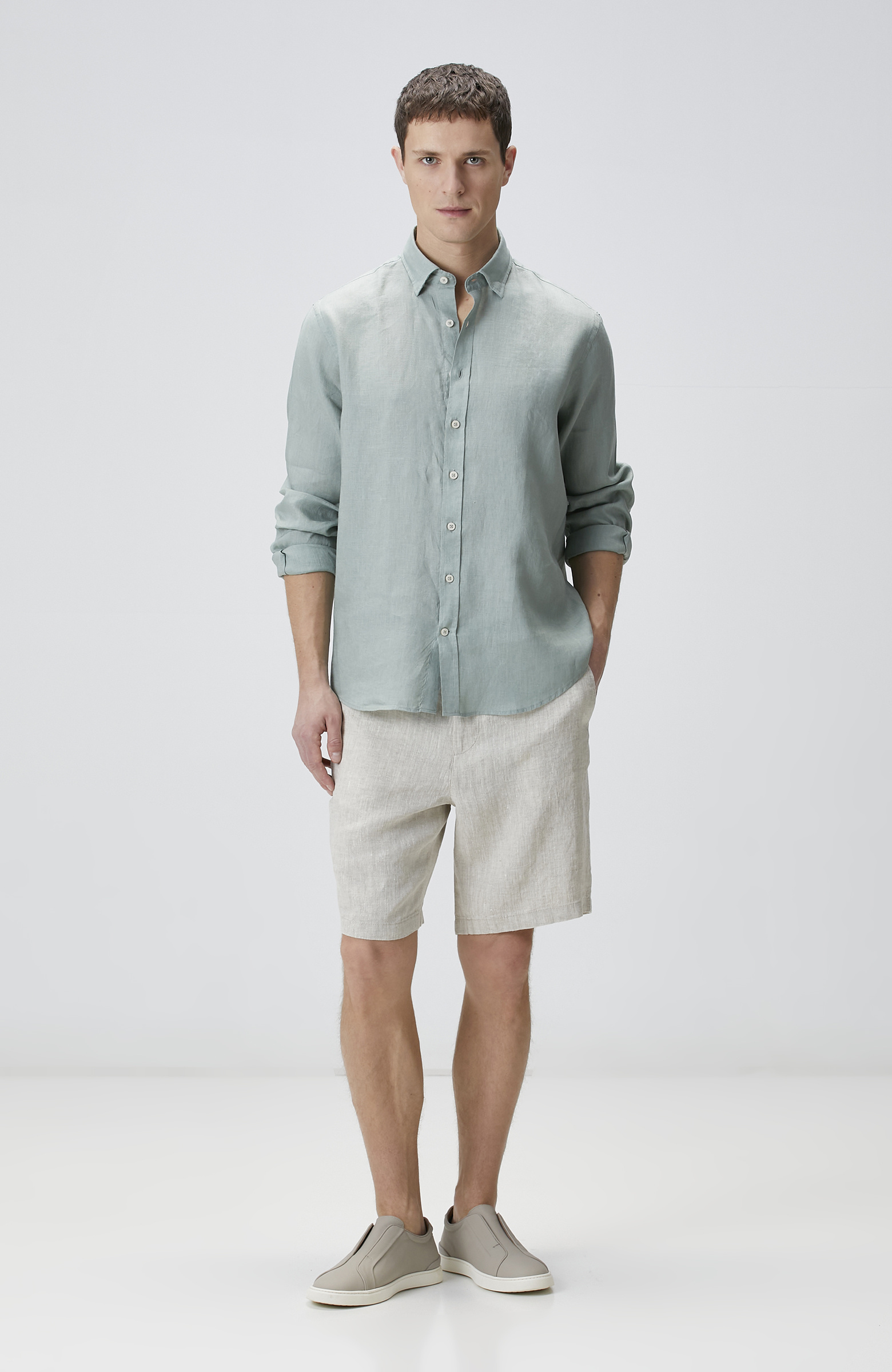 Yeşil Keten Gömlek