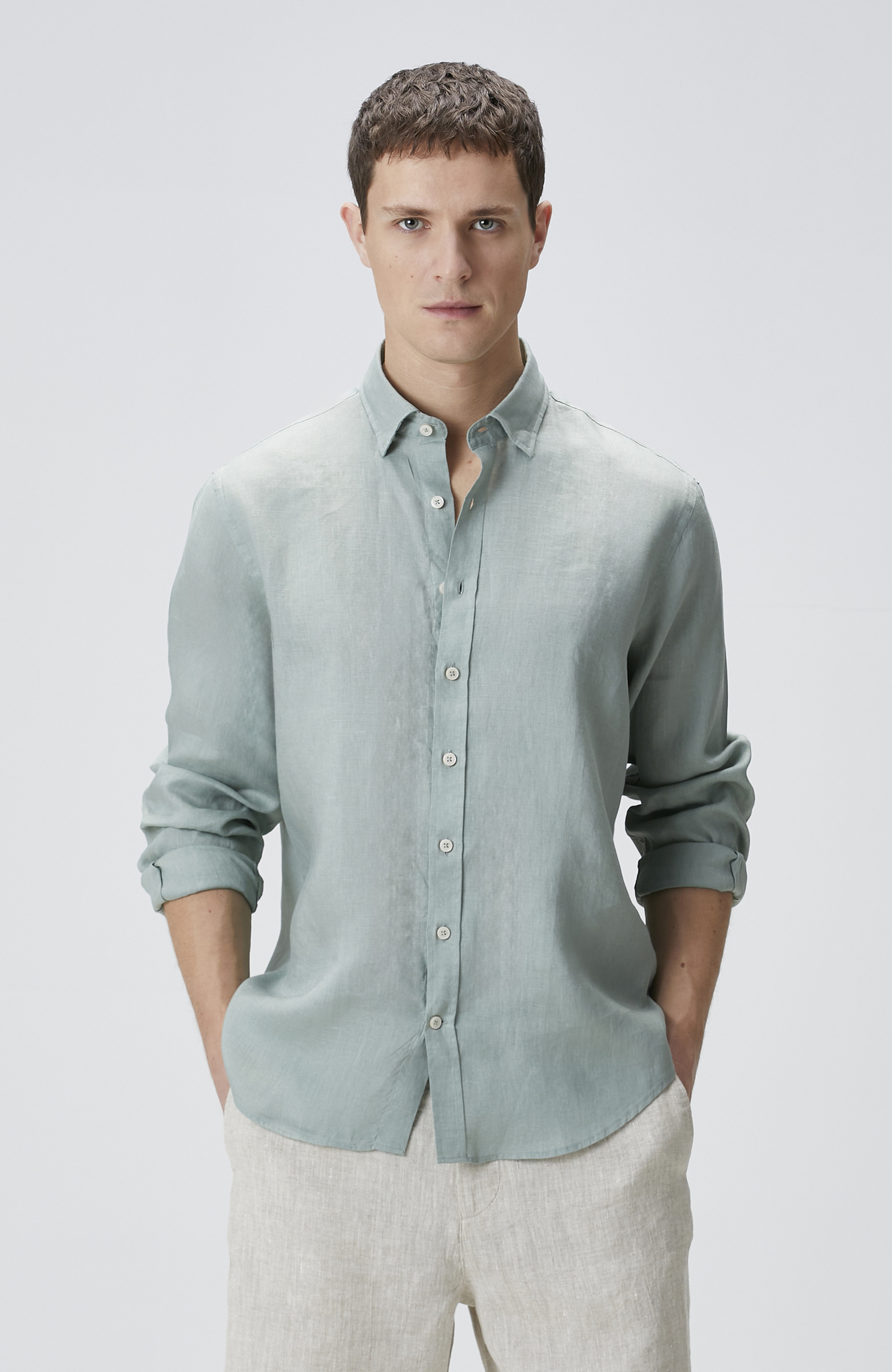 Yeşil Keten Gömlek