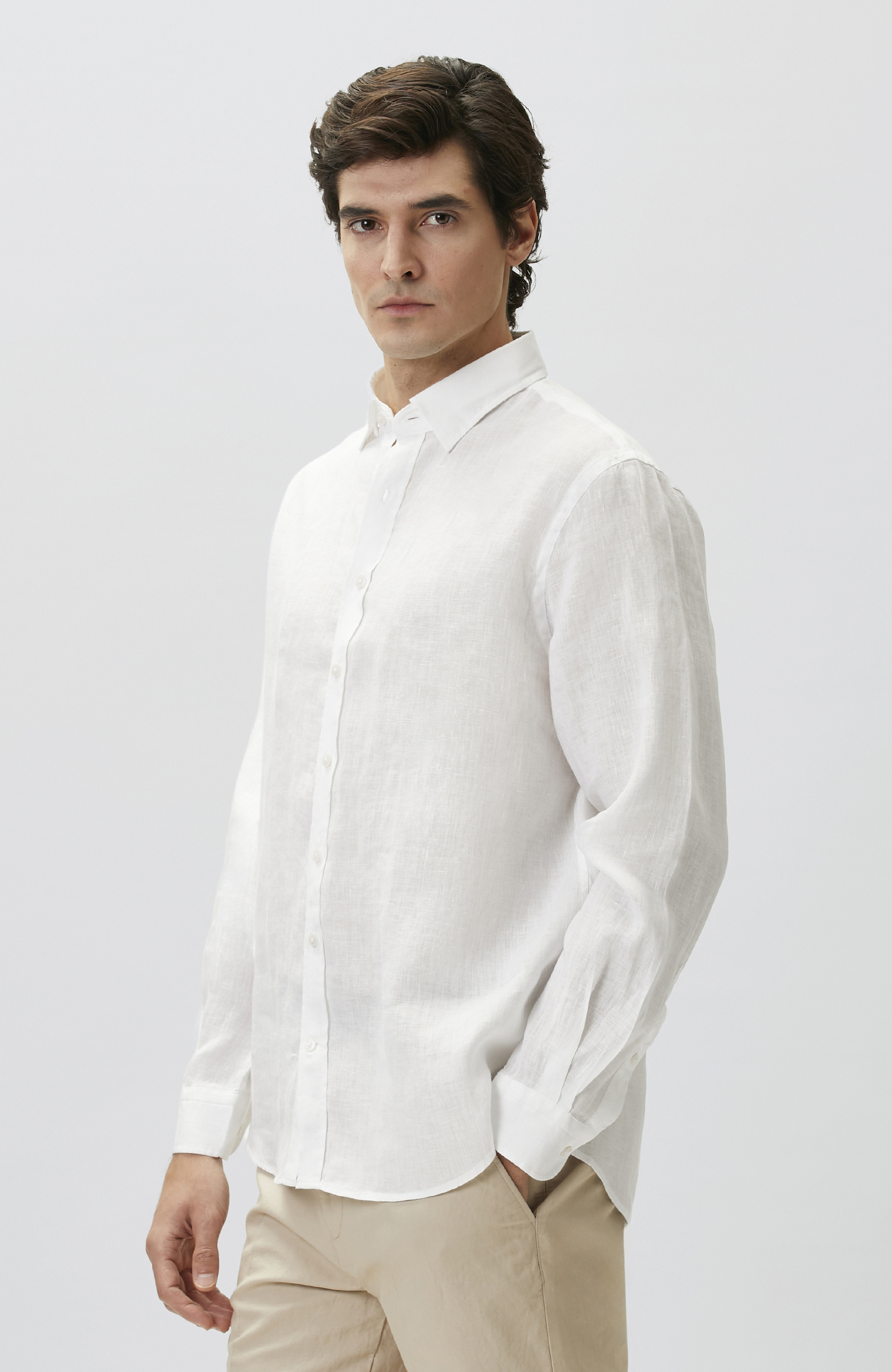 White Comfort Linen Shirt