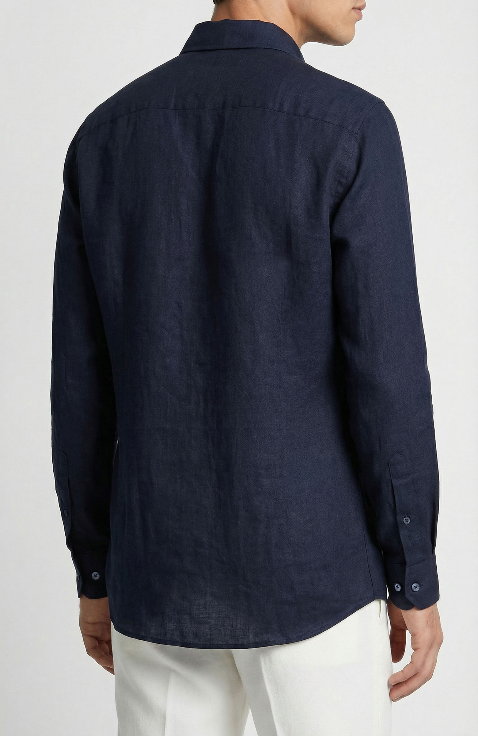 Navy Blue Linen Shirt