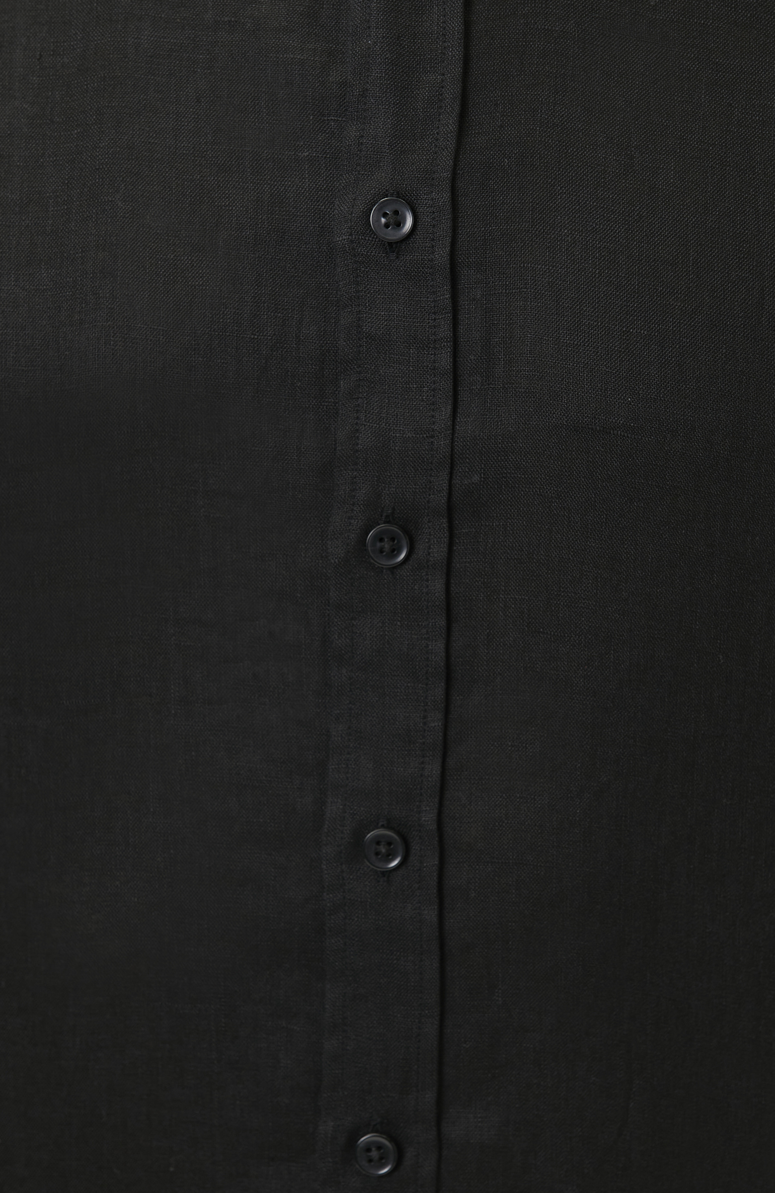 Comfort Fit Siyah Keten Gömlek