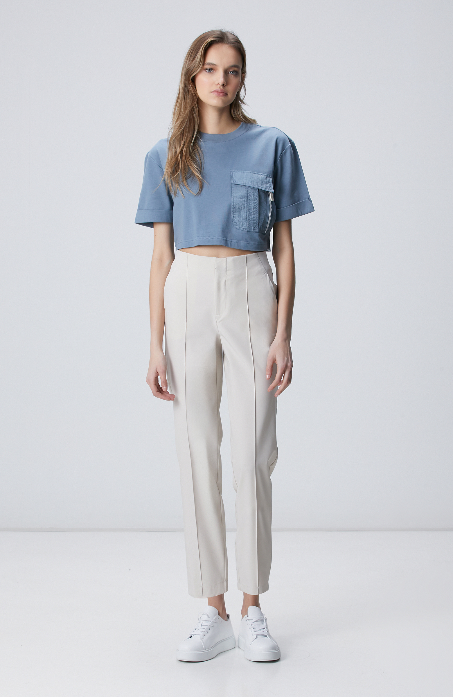 N-Tech Mavi Garni Detaylı T-shirt