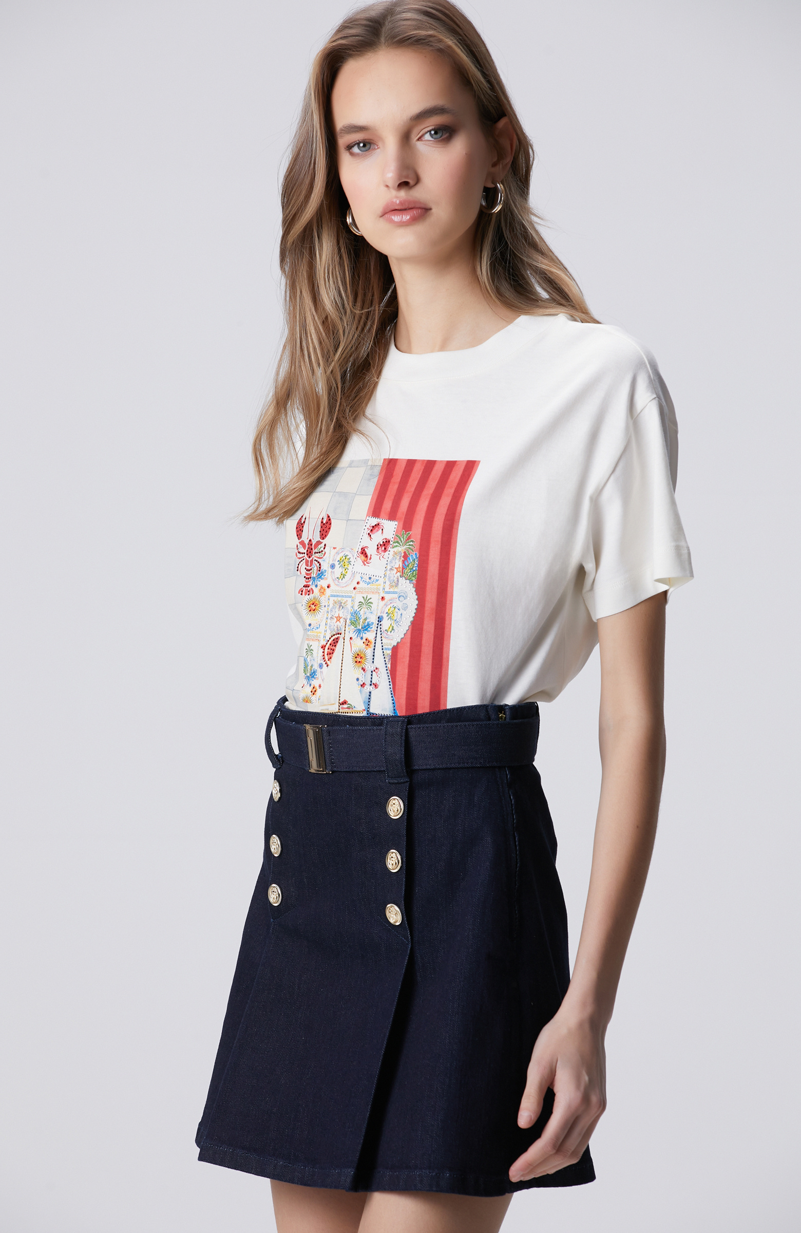 Kırık Beyaz Baskılı T-shirt