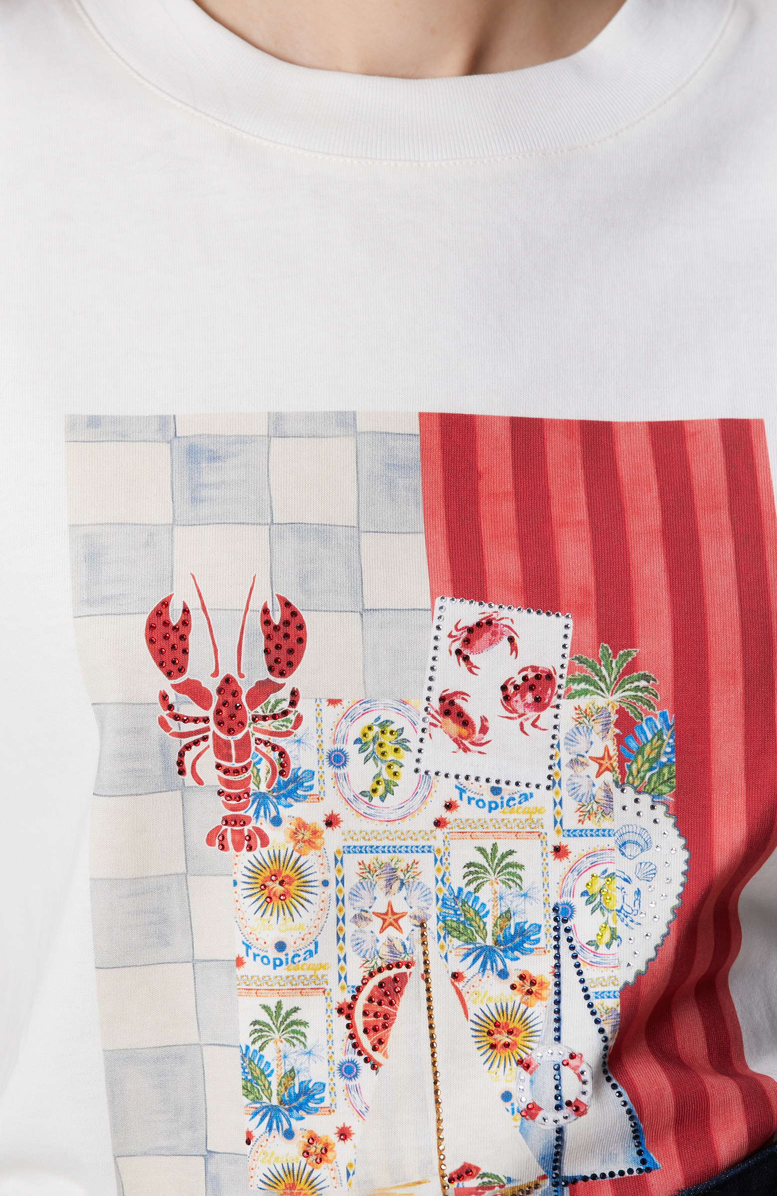 Kırık Beyaz Baskılı T-shirt