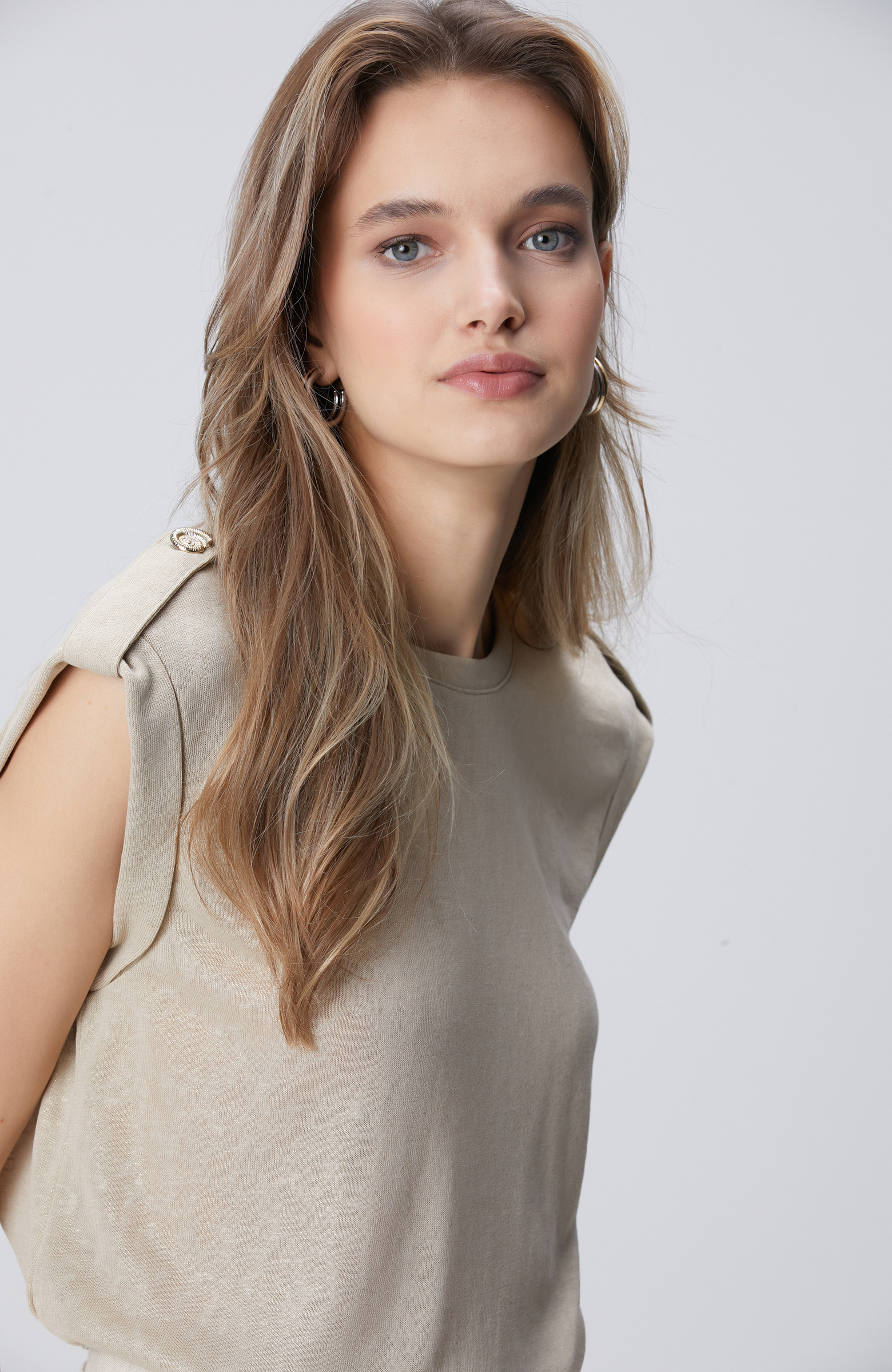 Beige Foil Printed T-shirt