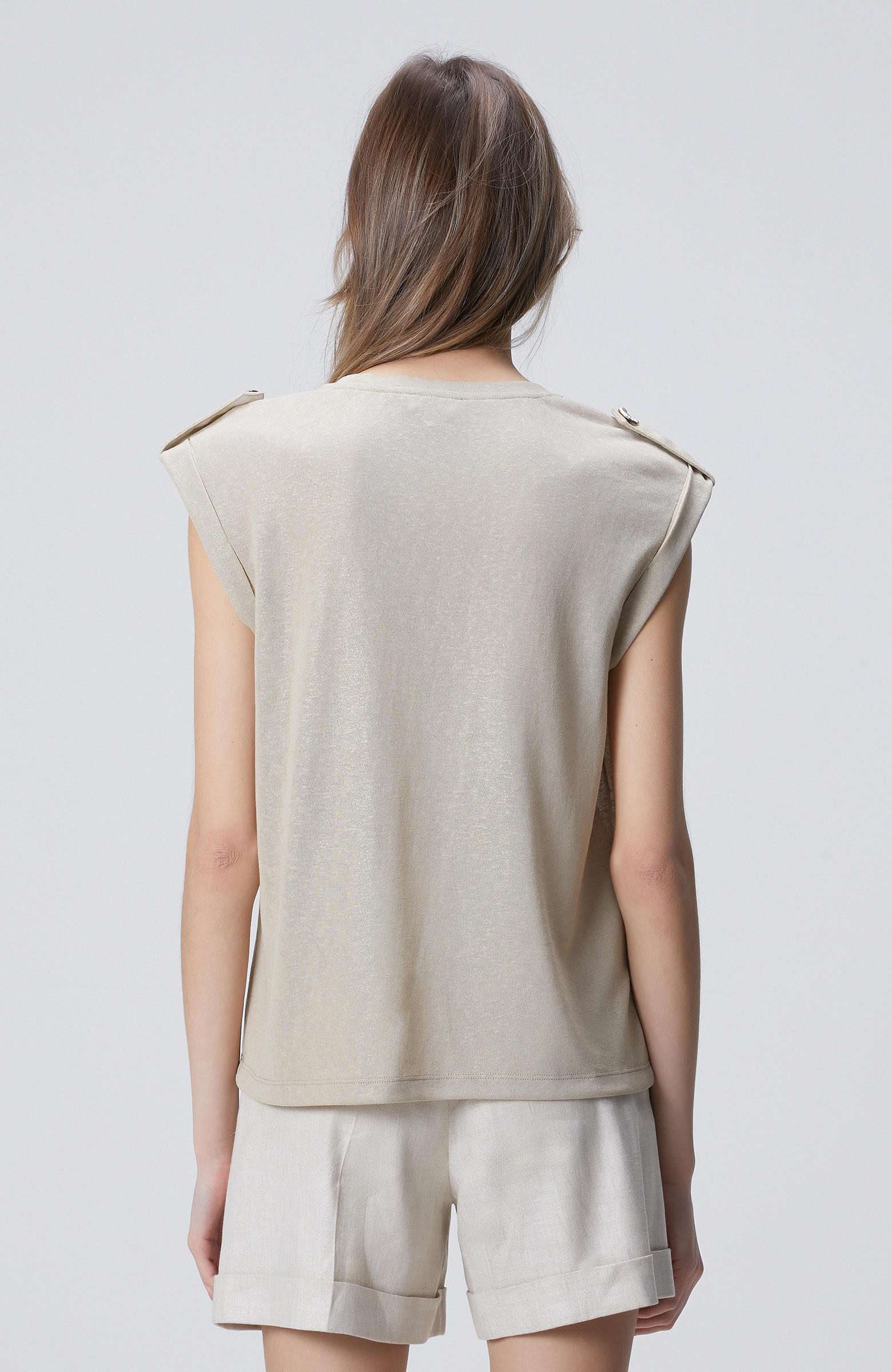 Beige Foil Printed T-shirt