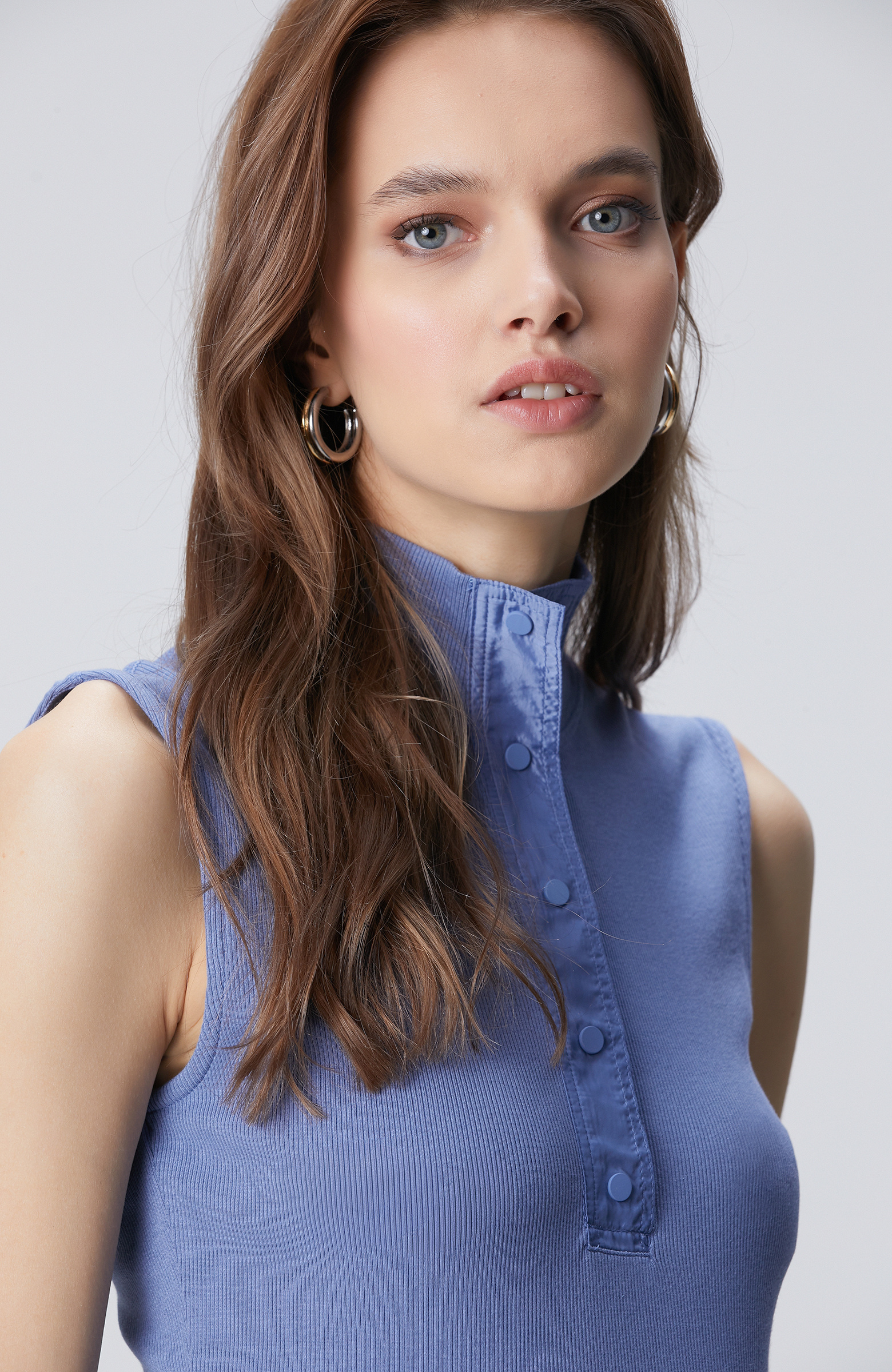 Mavi Dokuma Garni Detaylı Modal Mix T-shirt