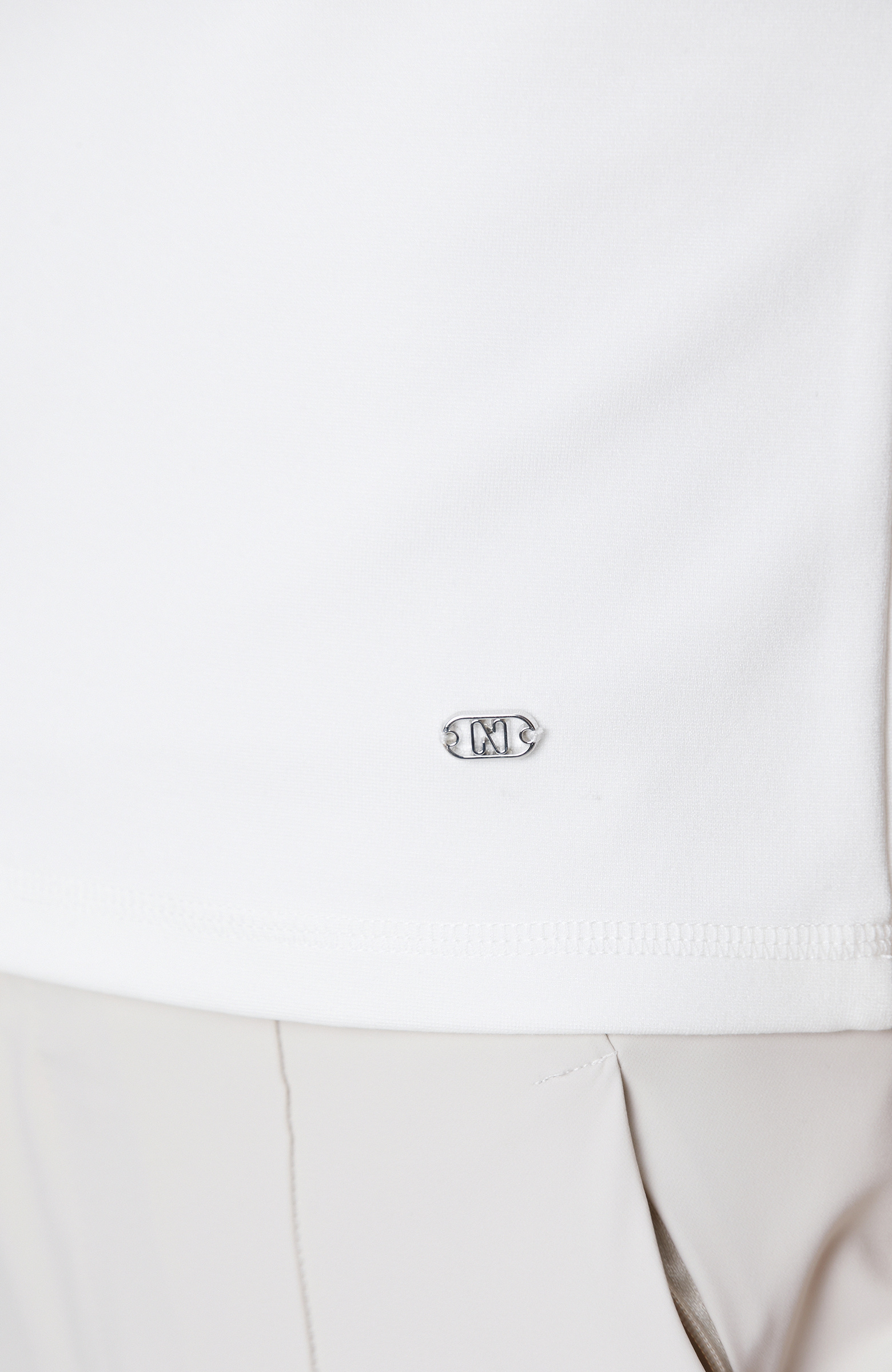 N-Tech Beyaz Dikiş Detaylı Basic T-shirt