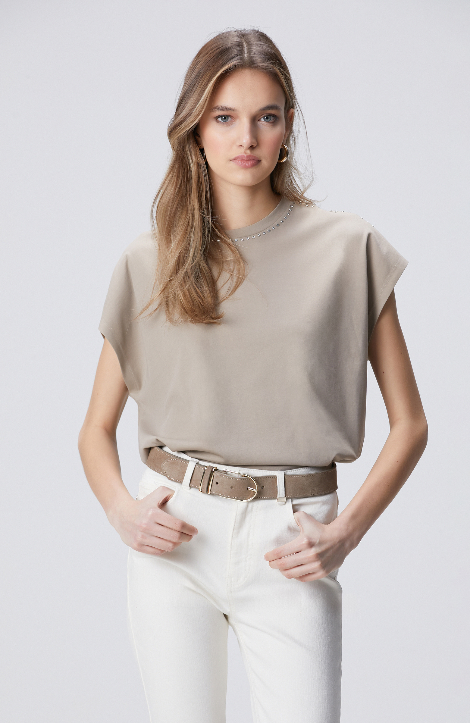 Vizon Taş İşlemeli T-shirt