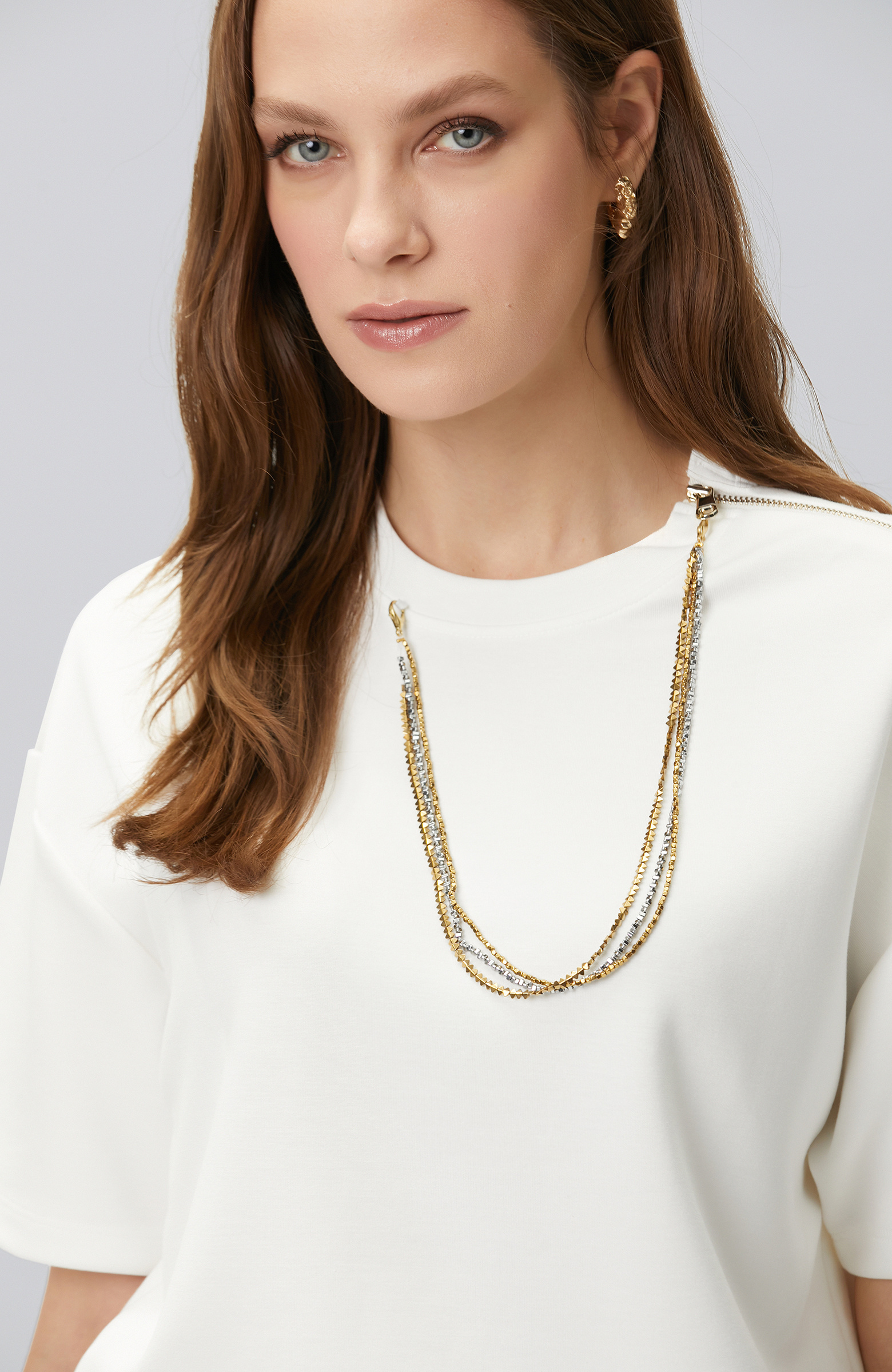 Off White Collar Chain Detailed T-shirt