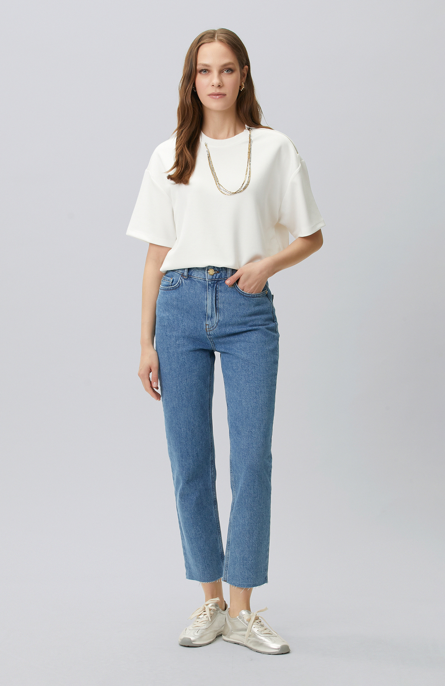 Off White Collar Chain Detailed T-shirt