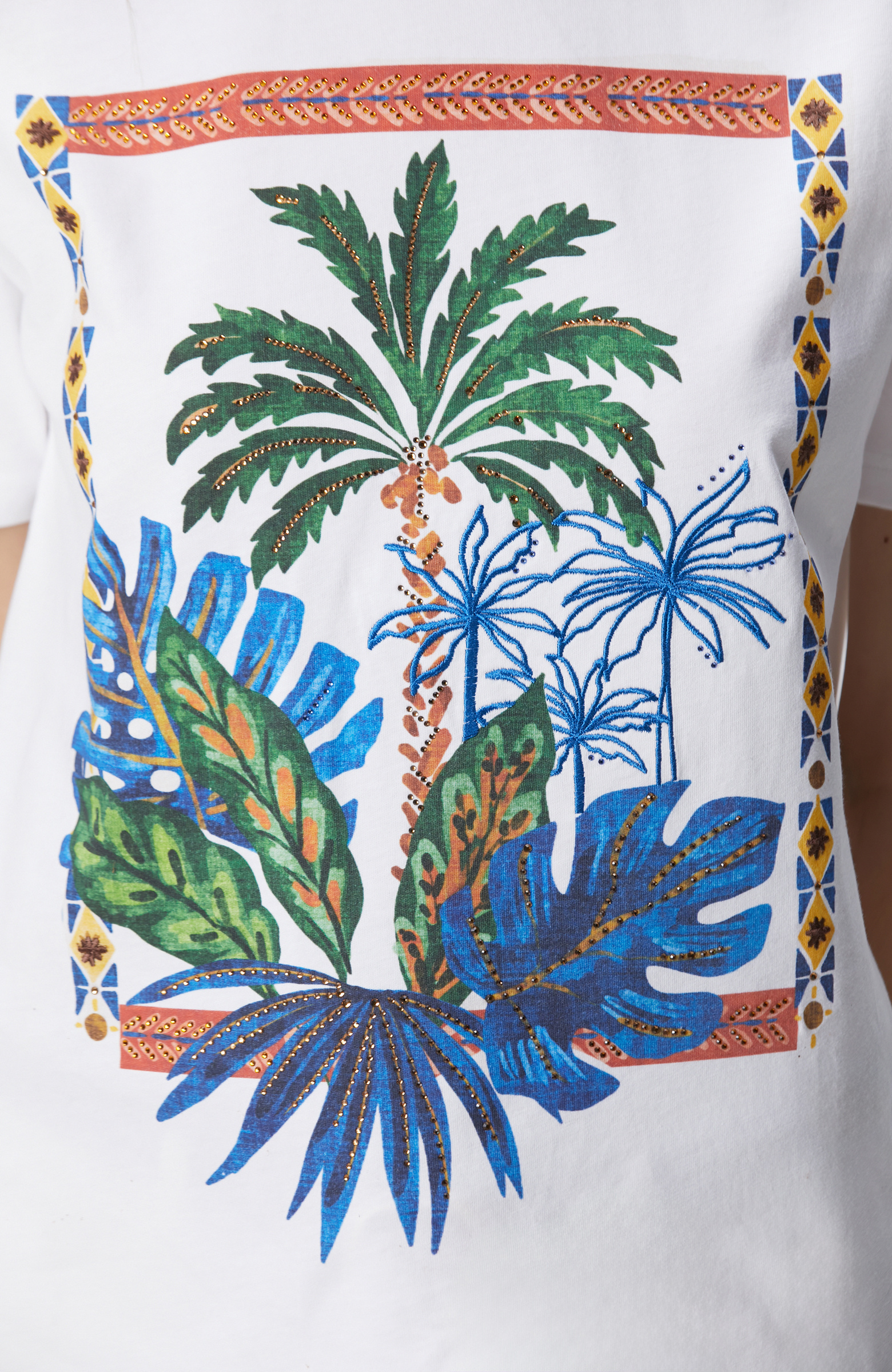 Kırık Beyaz Ön ve Arka Beden Baskılı T-shirt