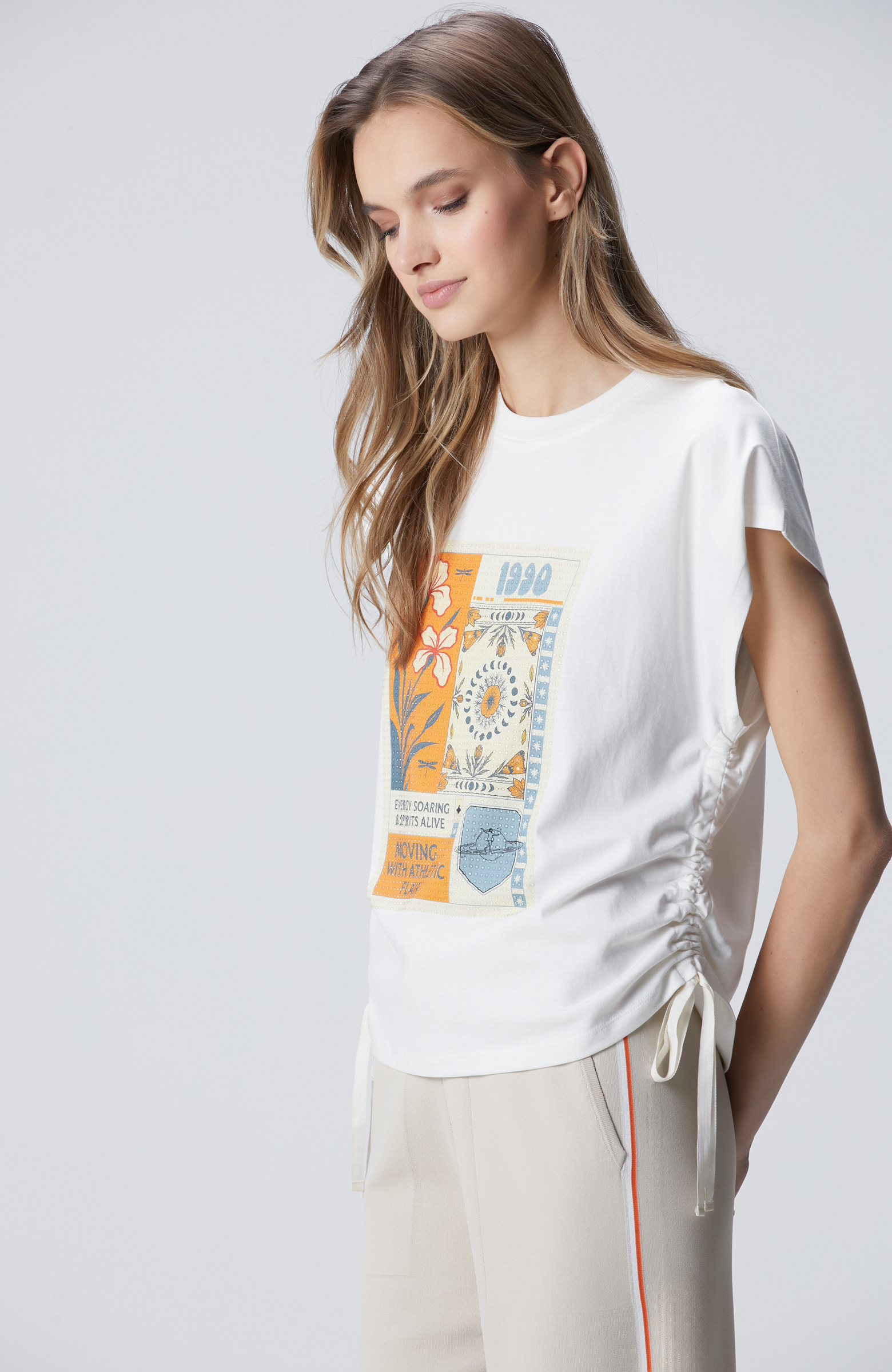 Kırık Beyaz N-Tech Baskılı T-shirt