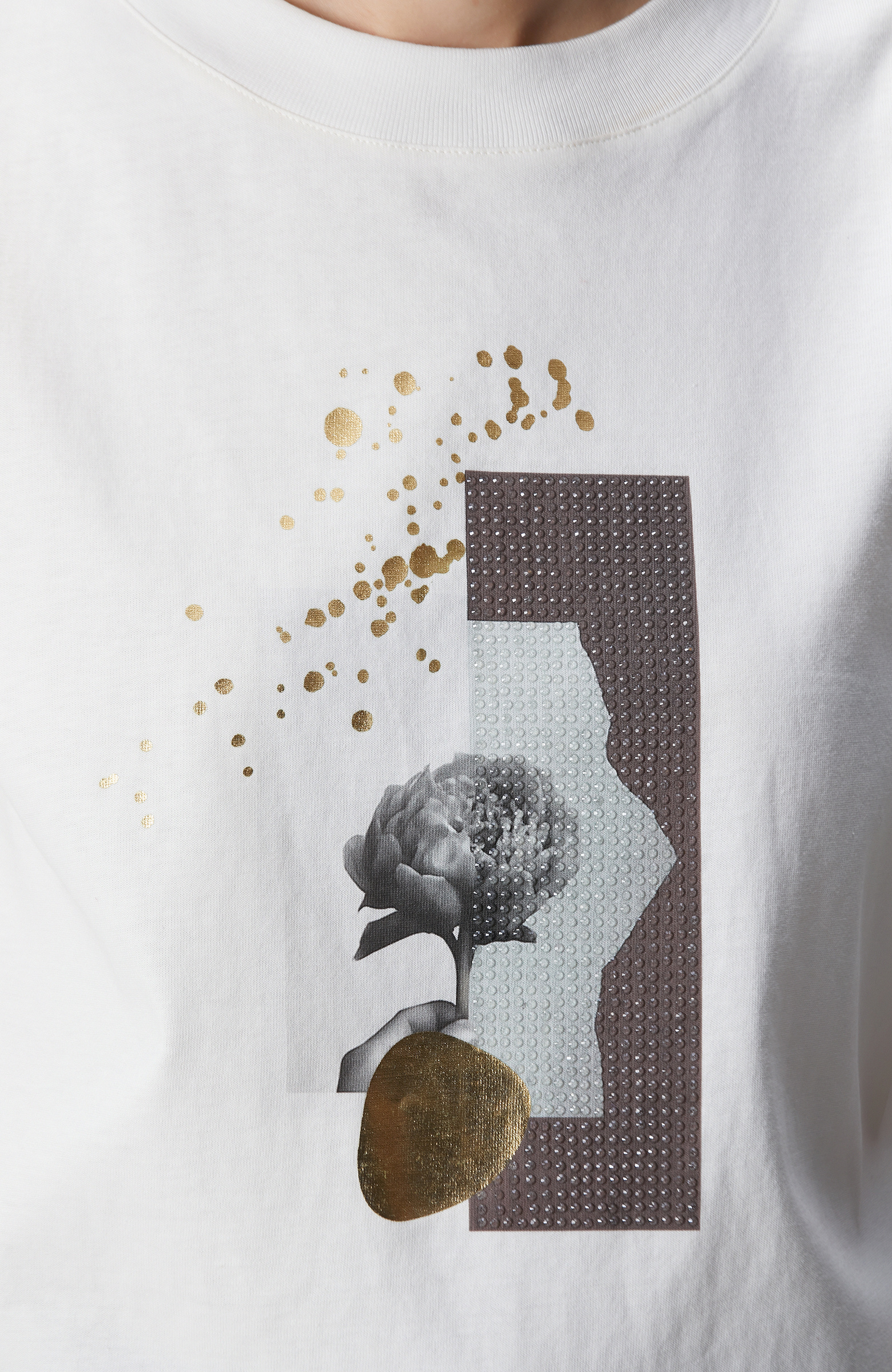 Kırık Beyaz Baskılı T-shirt