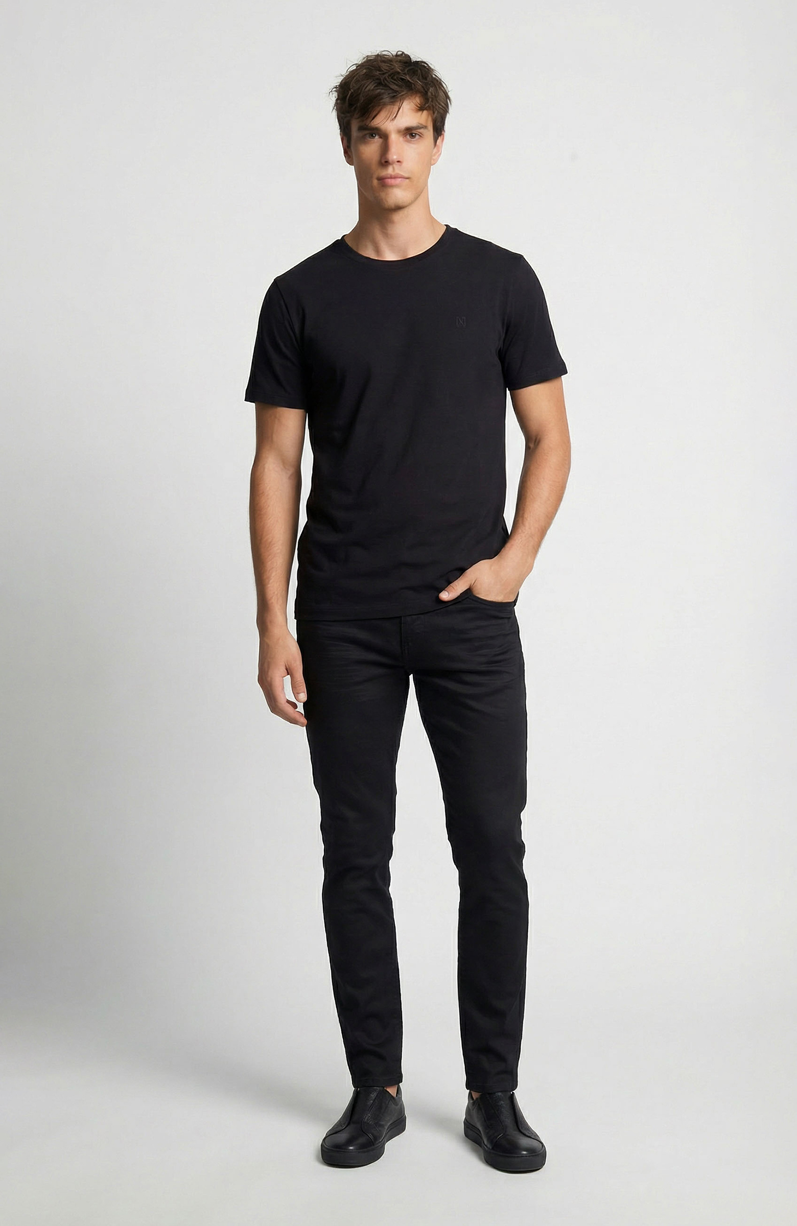 Siyah Kaplamalı Denim Pantolon