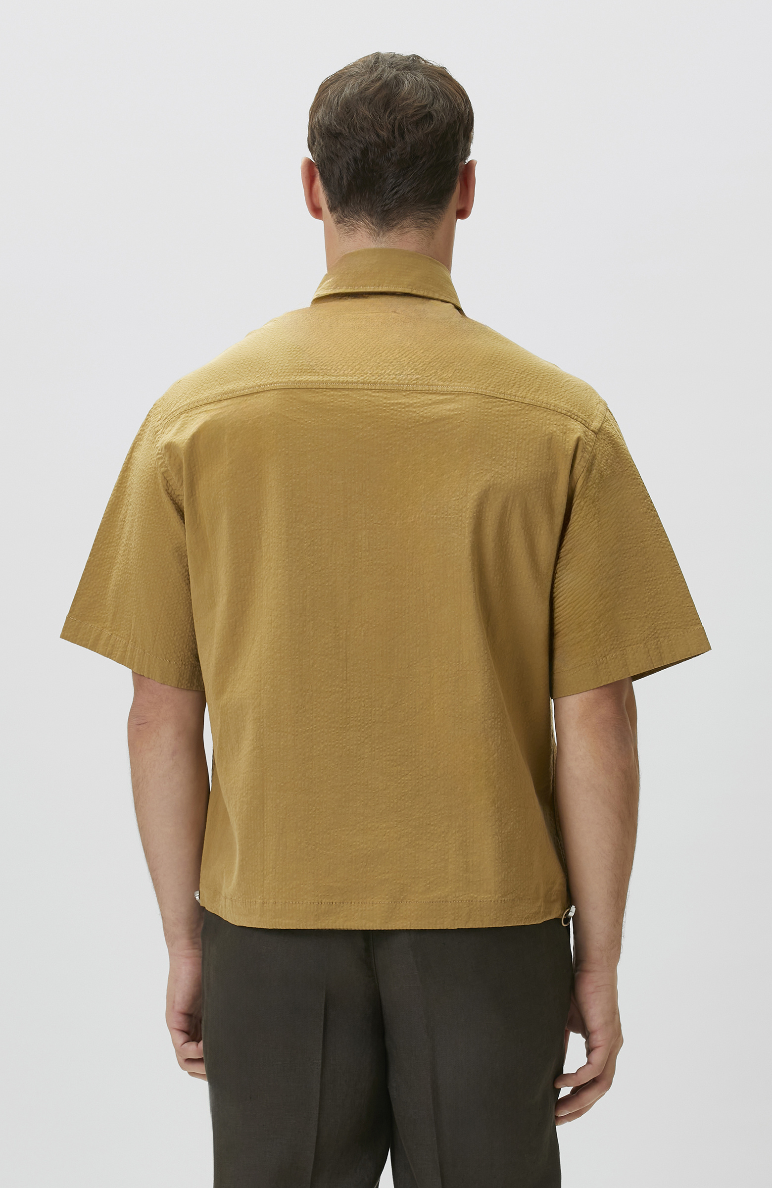 Relaxed Fit Yağ Yeşili Gofreli Gömlek