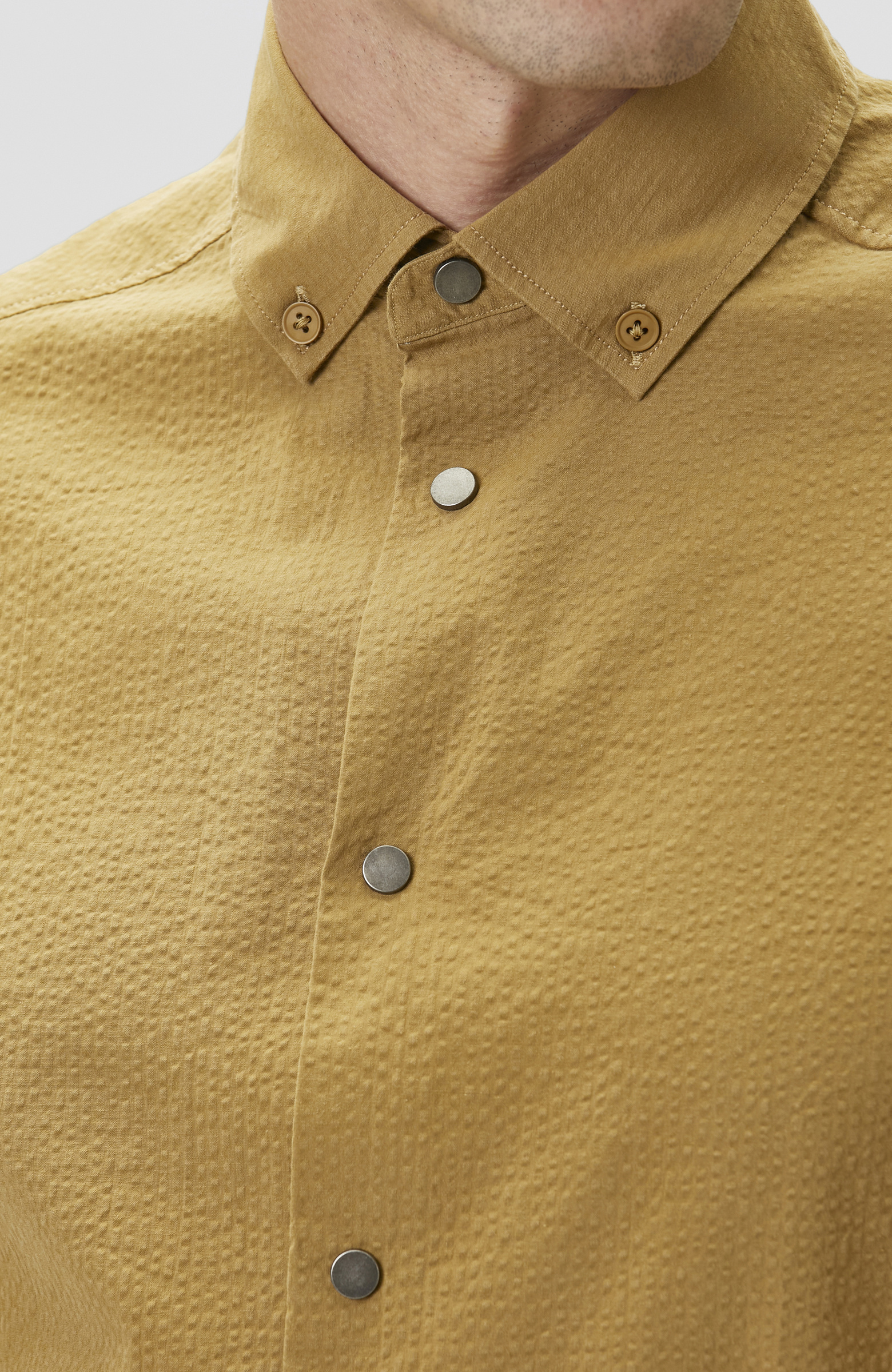 Relaxed Fit Yağ Yeşili Gofreli Gömlek