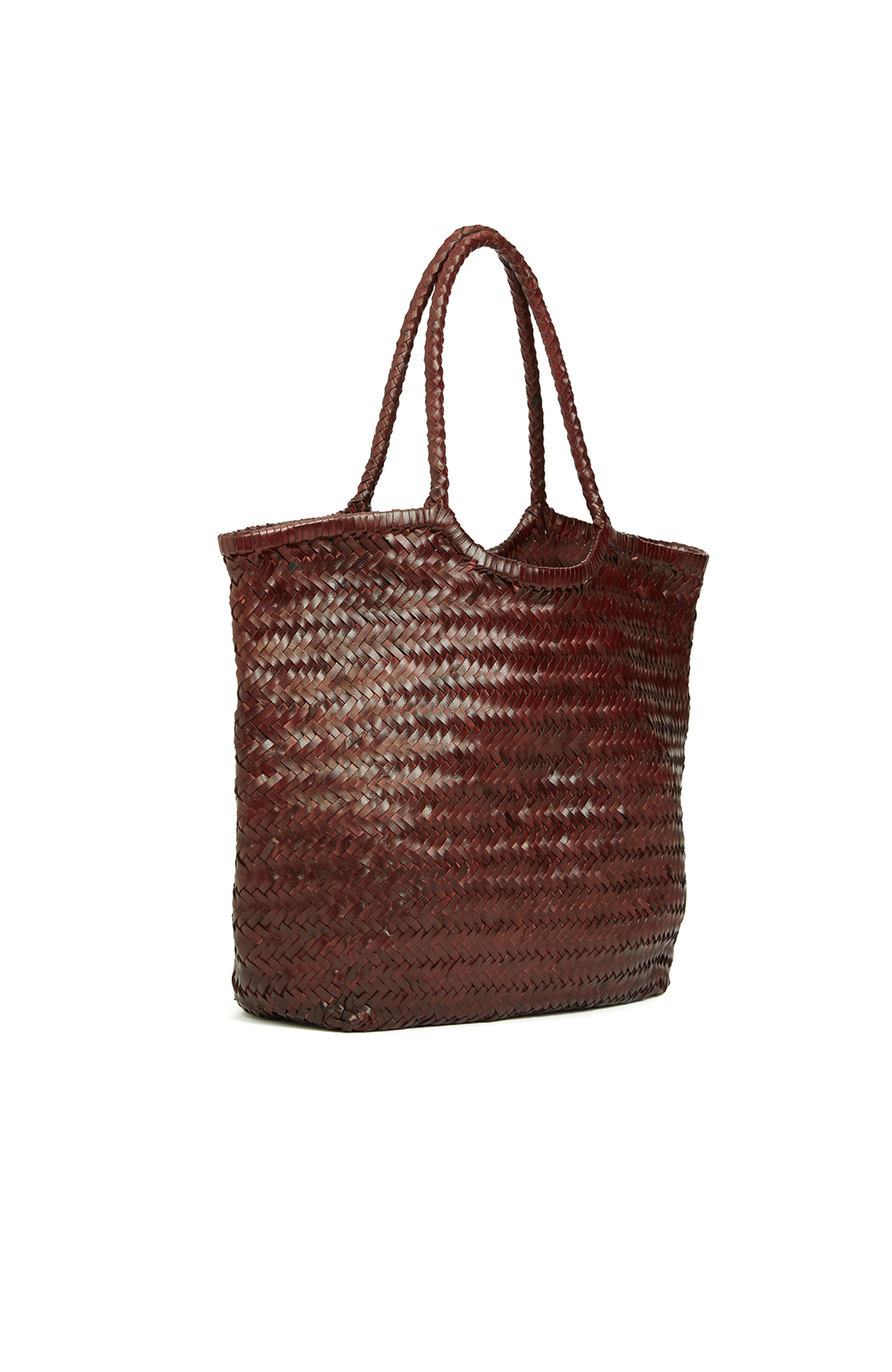 Bordo Kadın Örgü Deri Shopper Çanta