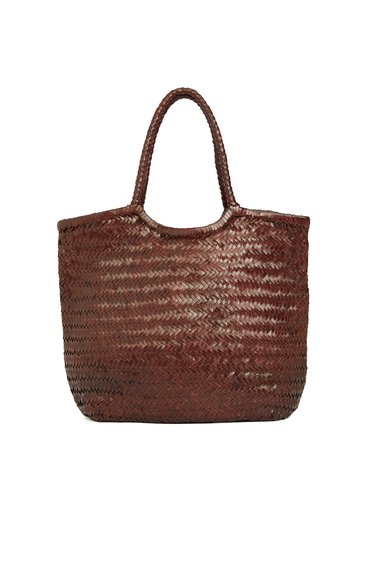Bordo Kadın Örgü Deri Shopper Çanta