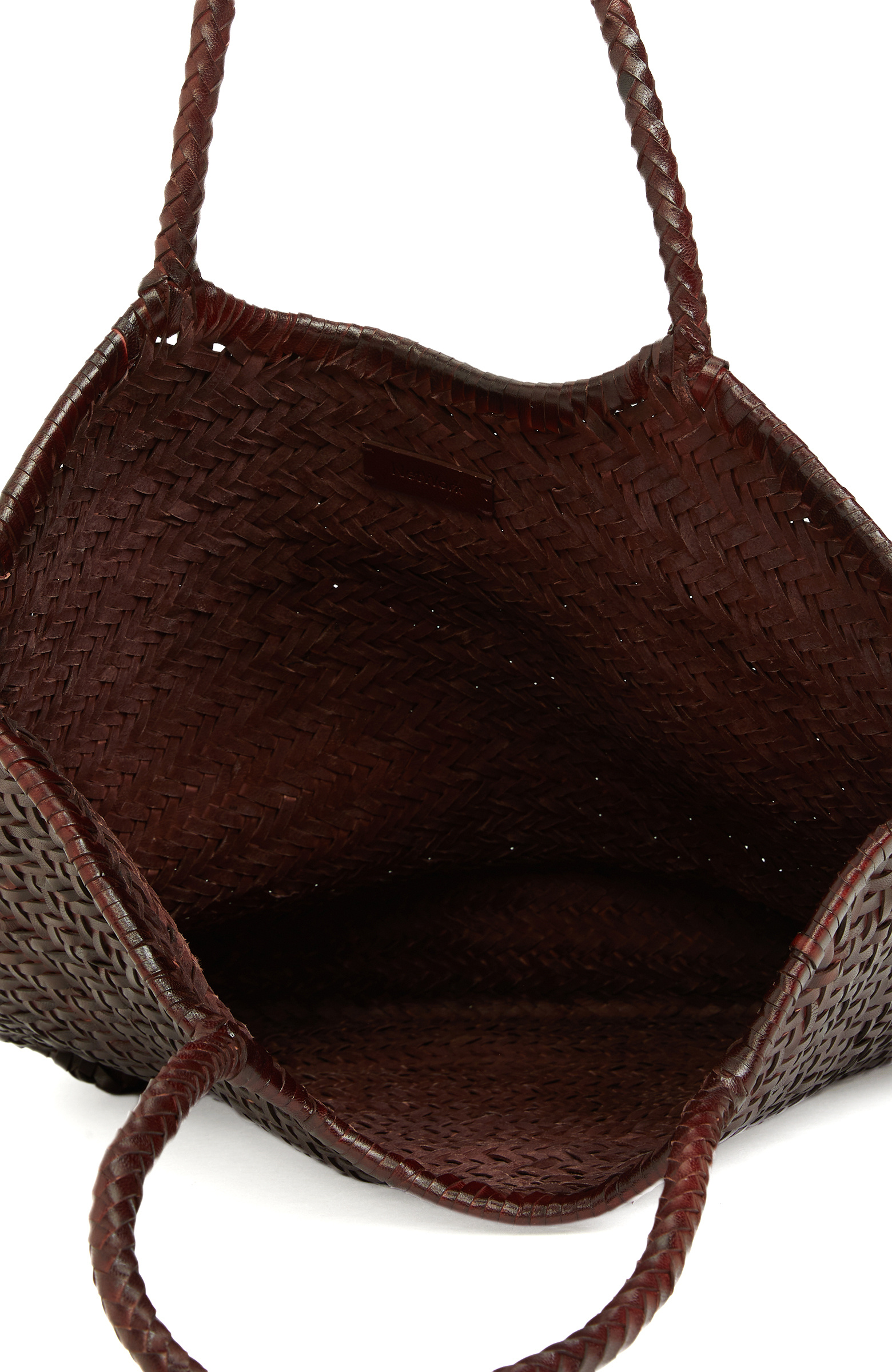 Bordo Kadın Örgü Deri Shopper Çanta