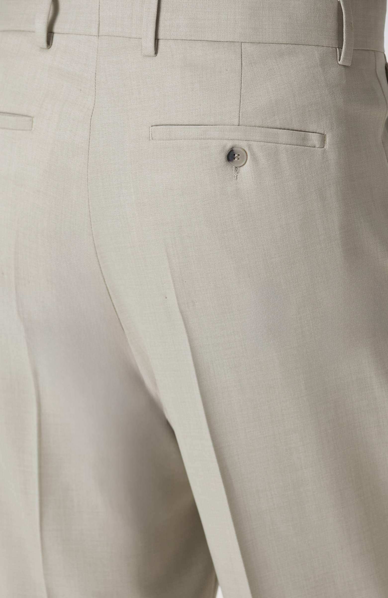 Kırık Beyaz Çift Pileli Keten Karışımlı Pantolon