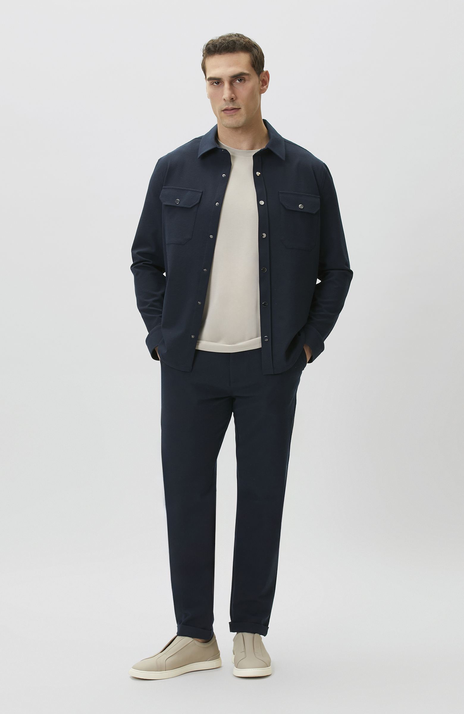 Jogger Fit Lacivert Gofreli Dokuma Pantolon