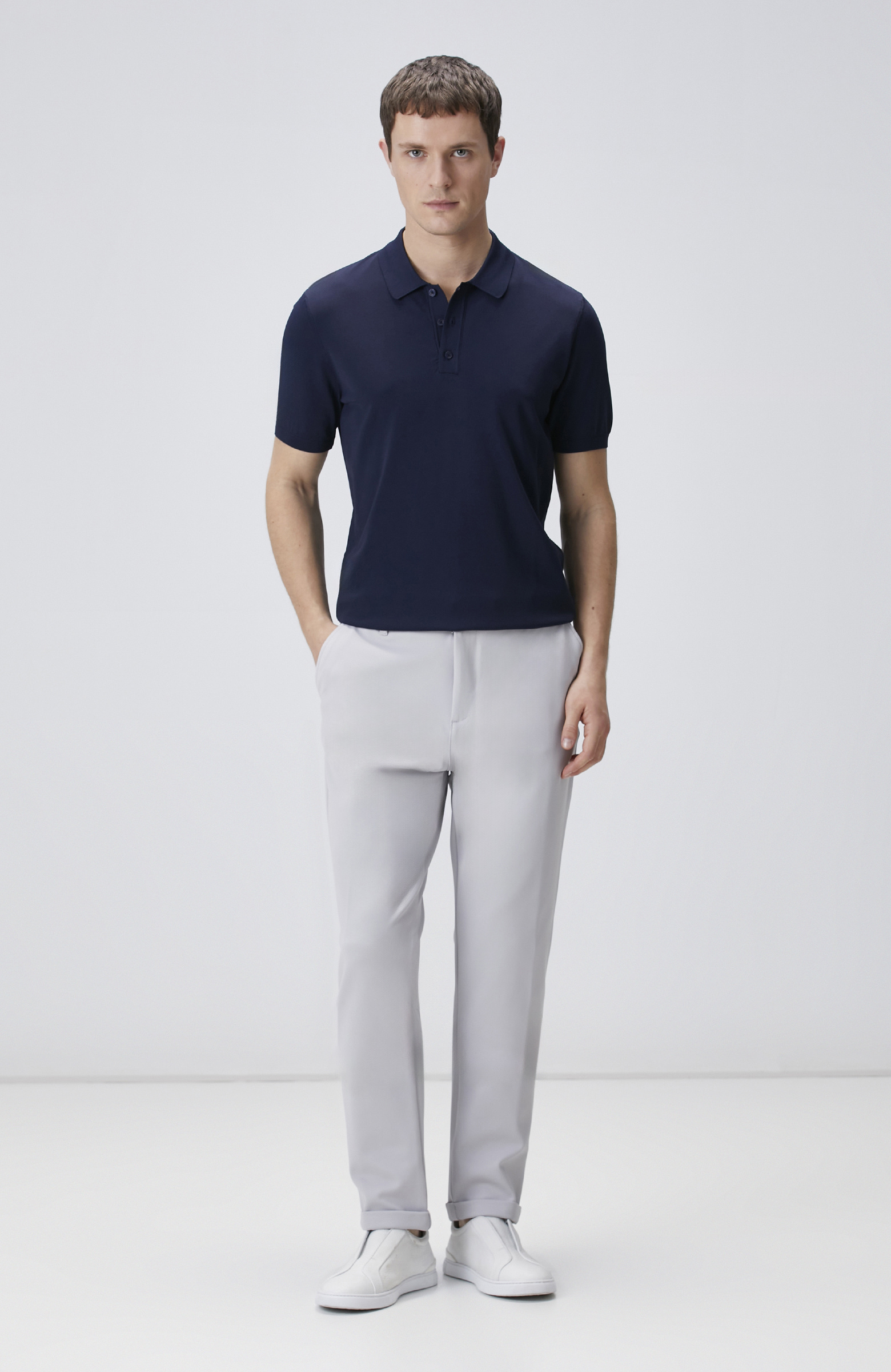 Gri Duble Paça Diyagonal Örme Jogger Pantolon