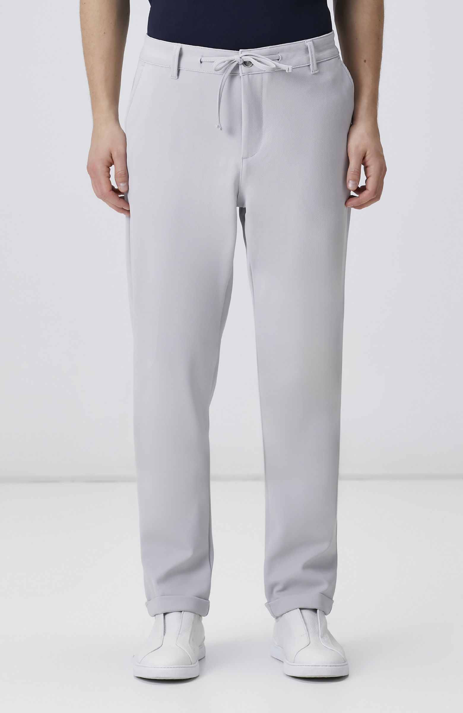 Gri Duble Paça Diyagonal Örme Jogger Pantolon