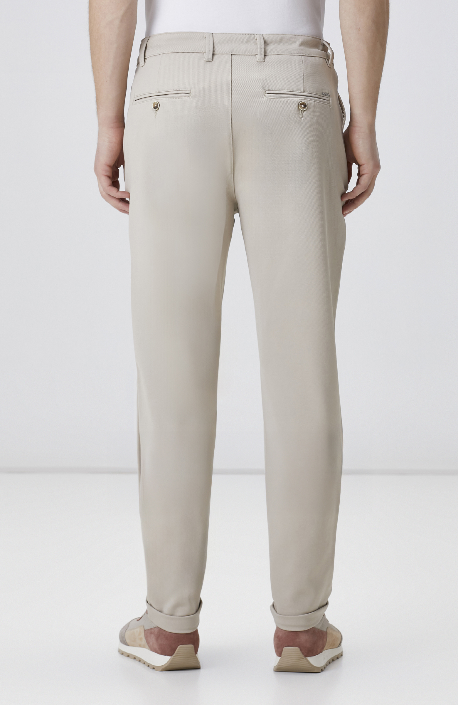 Bej Duble Paça Diyagonal Örme Jogger Pantolon