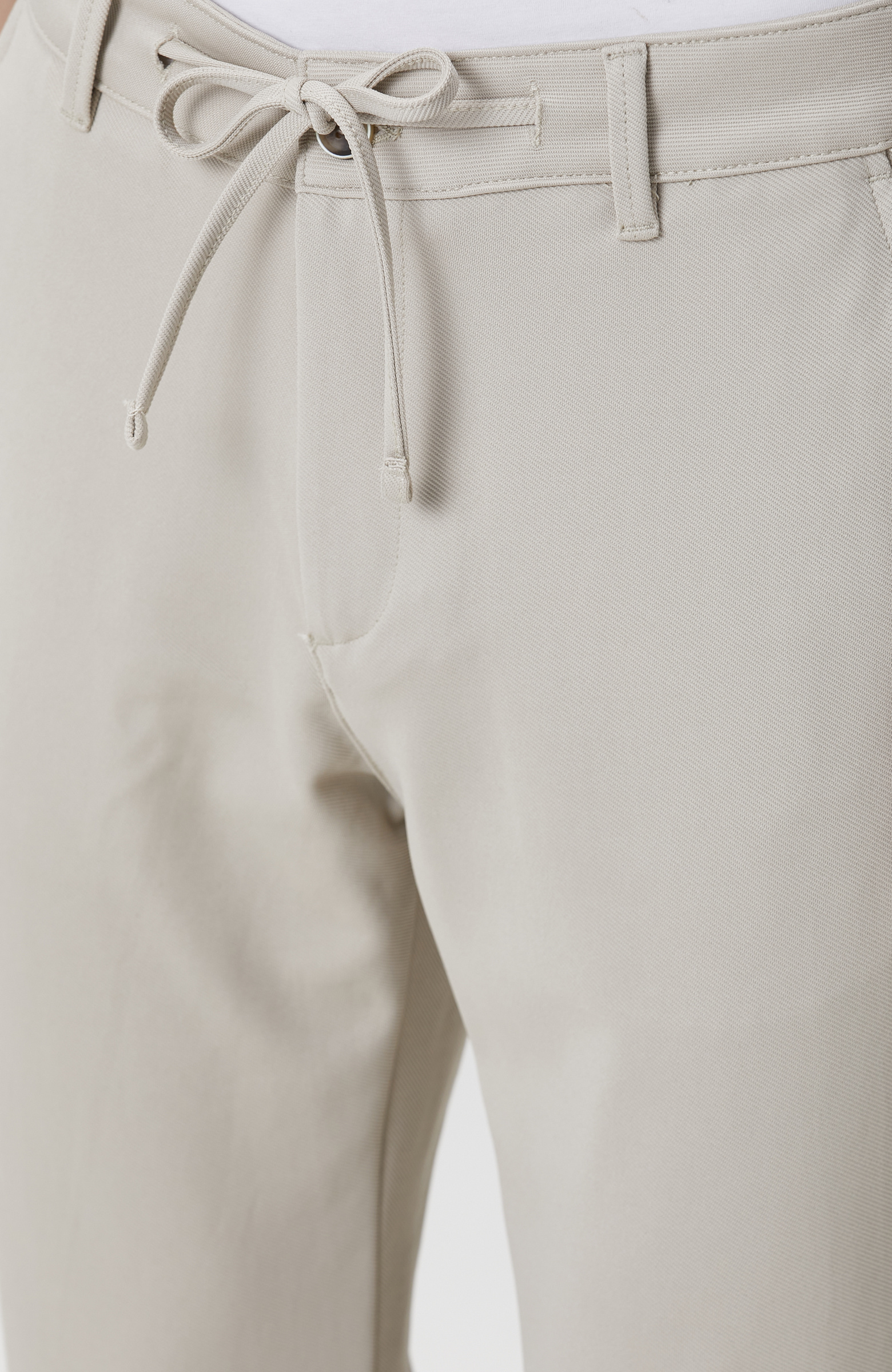 Bej Duble Paça Diyagonal Örme Jogger Pantolon