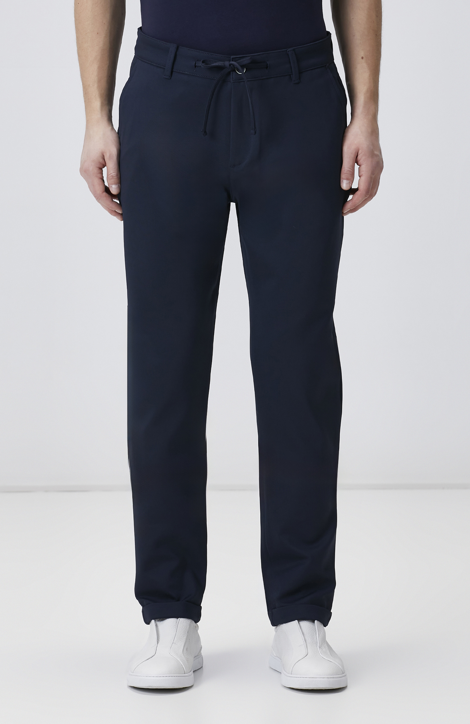 Lacivert Duble Paça Diyagonal Örme Jogger Pantolon