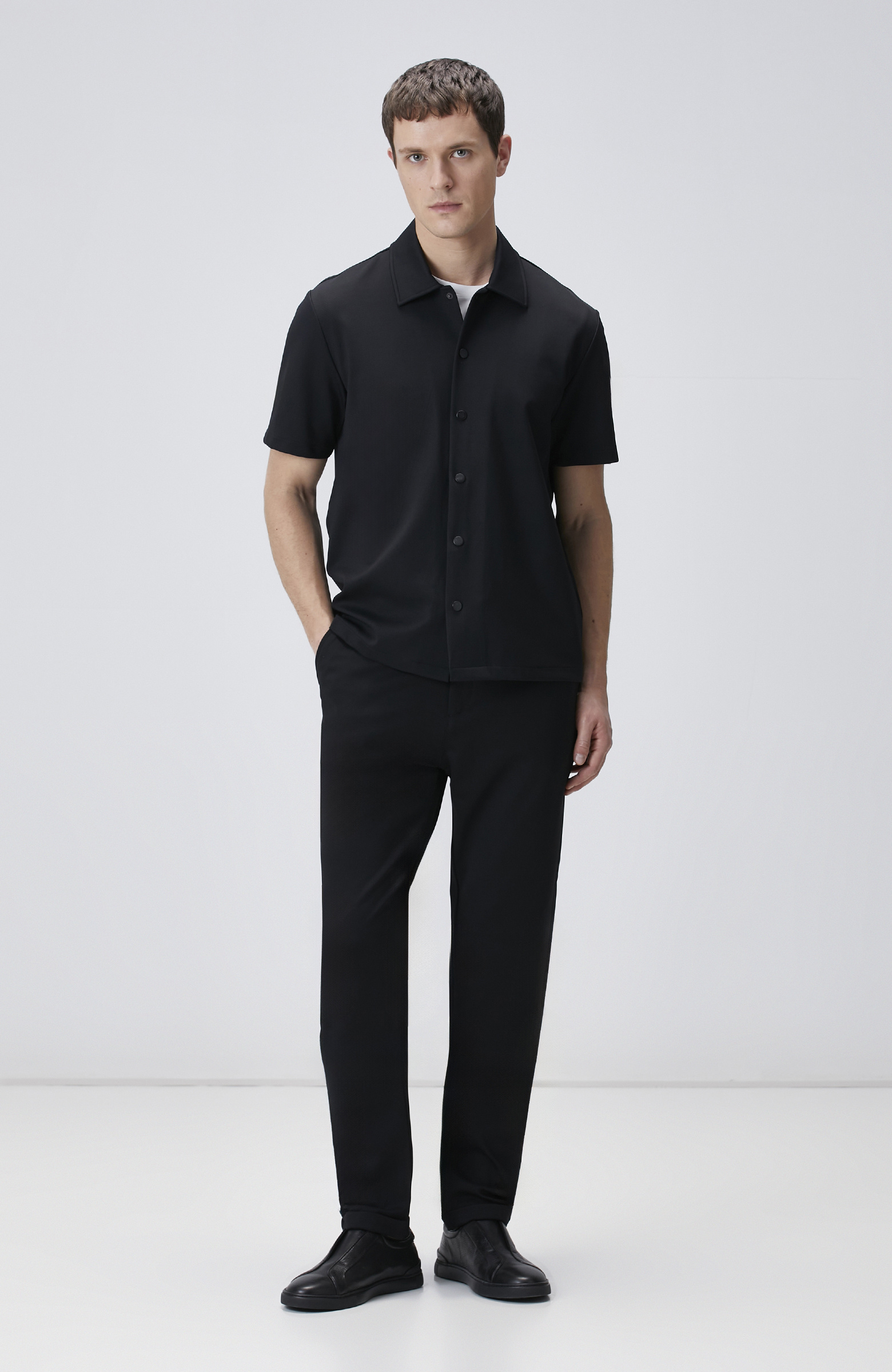 Siyah Duble Paça Diyagonal Örme Jogger Pantolon