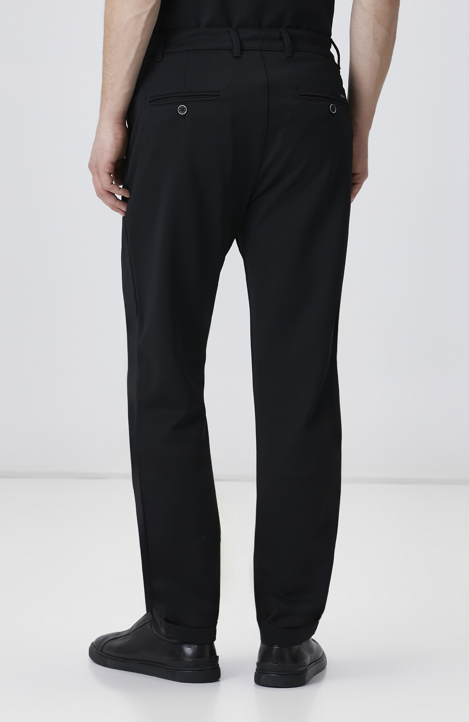 Siyah Duble Paça Diyagonal Örme Jogger Pantolon