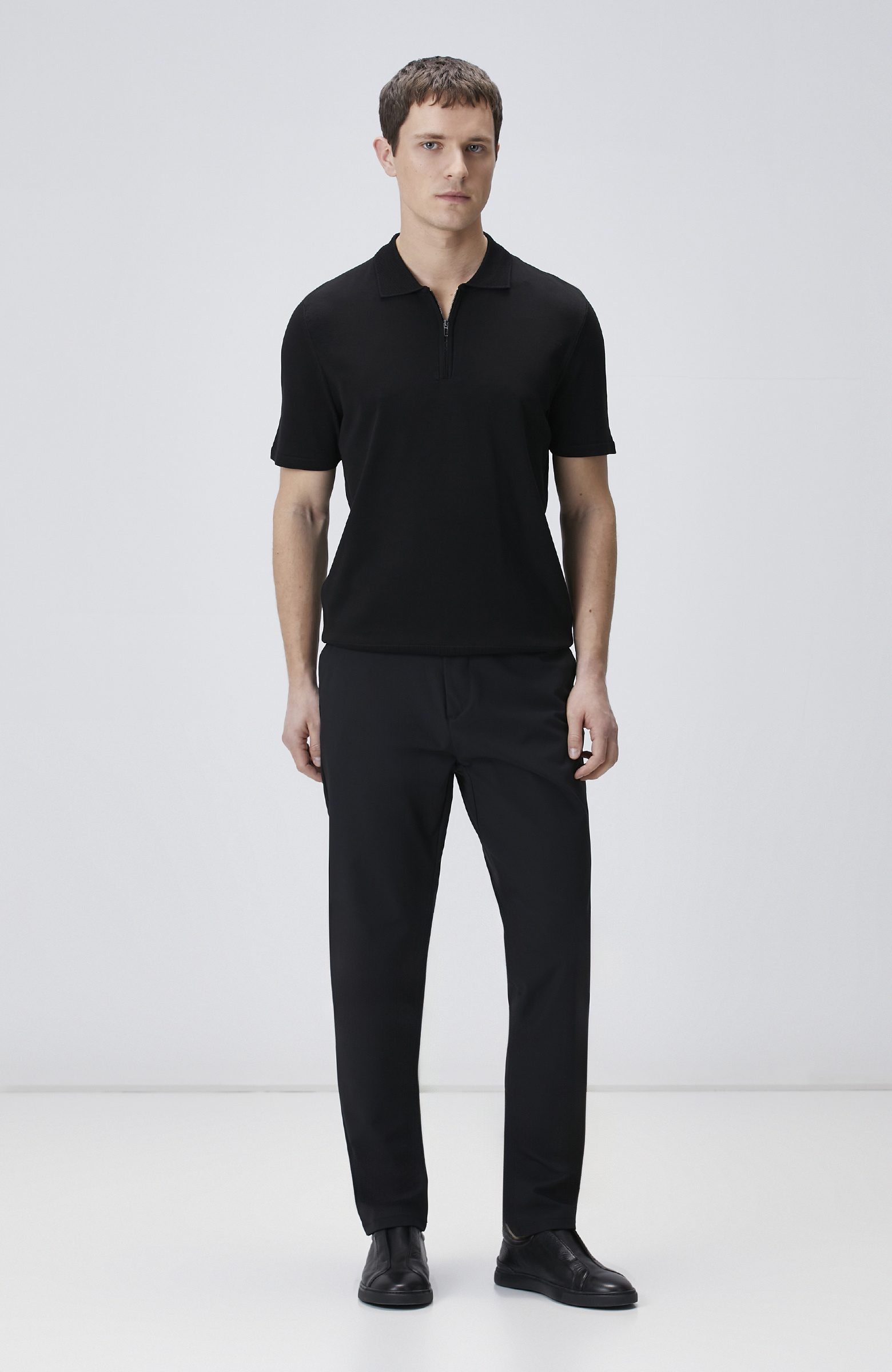 Siyah Beli Lastikli Dokuma Jogger Pantolon