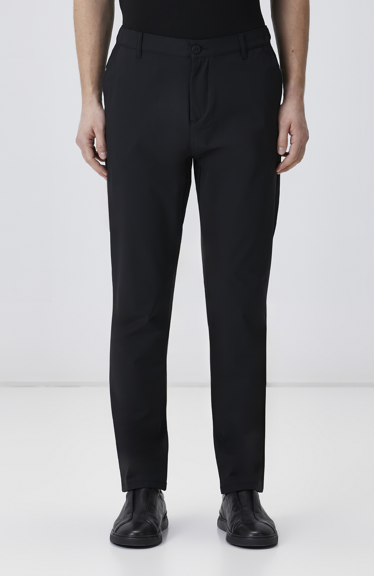 Siyah Beli Lastikli Dokuma Jogger Pantolon