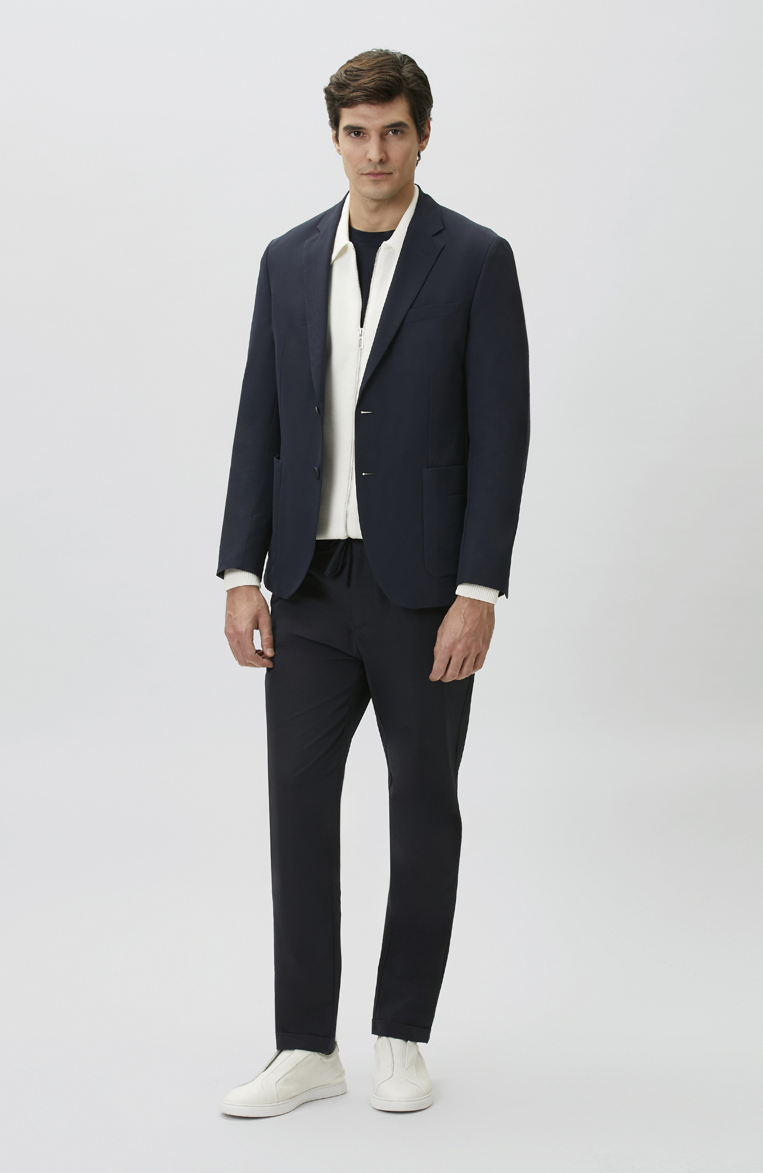 Navy Blue Striped Seer Jogger Pants