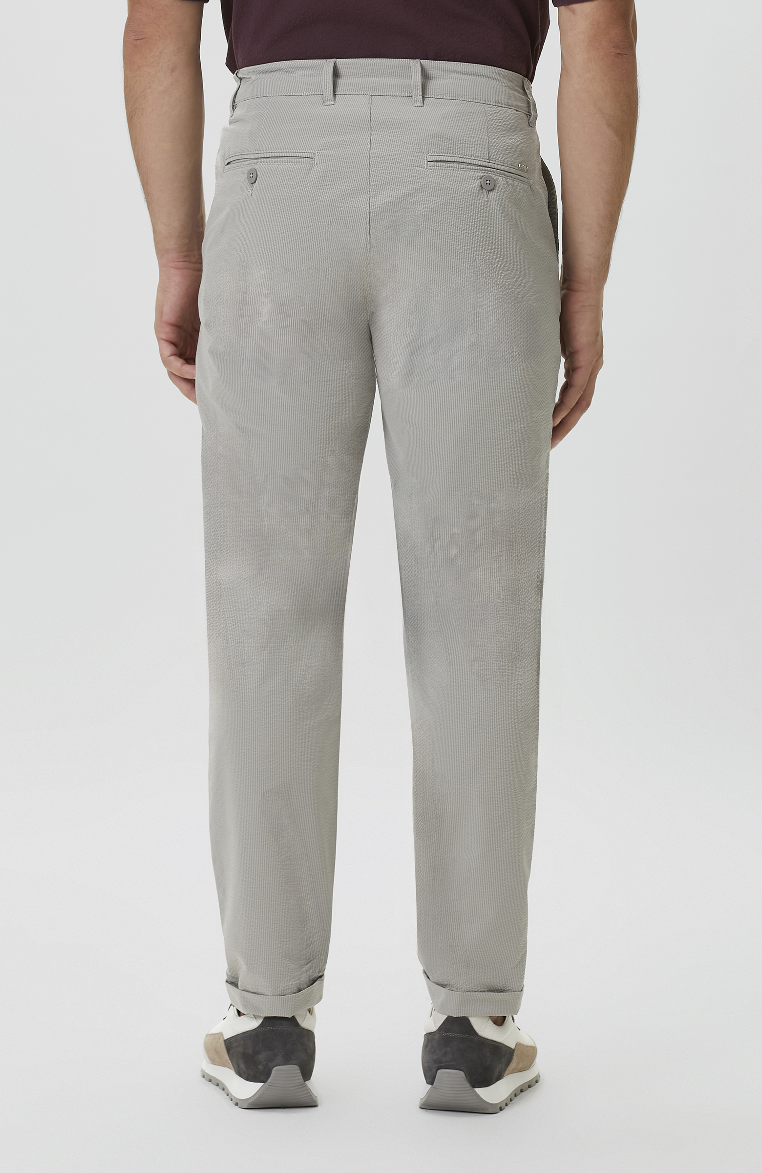 Jogger Fit Beli Lastikli Çizgili Gofreli Pantolon