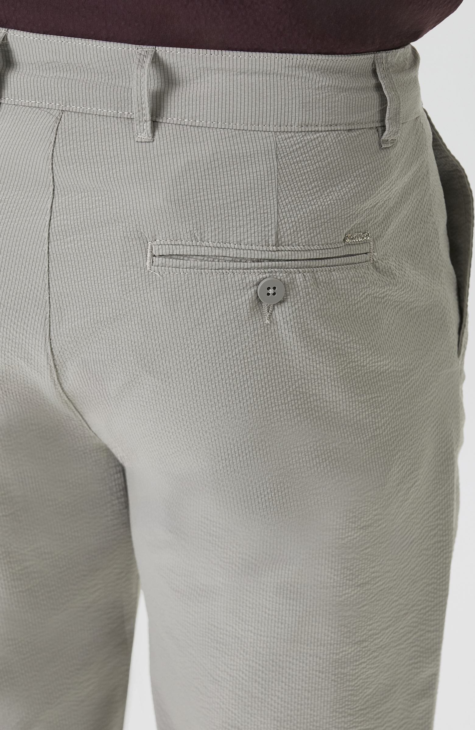 Jogger Fit Beli Lastikli Çizgili Gofreli Pantolon