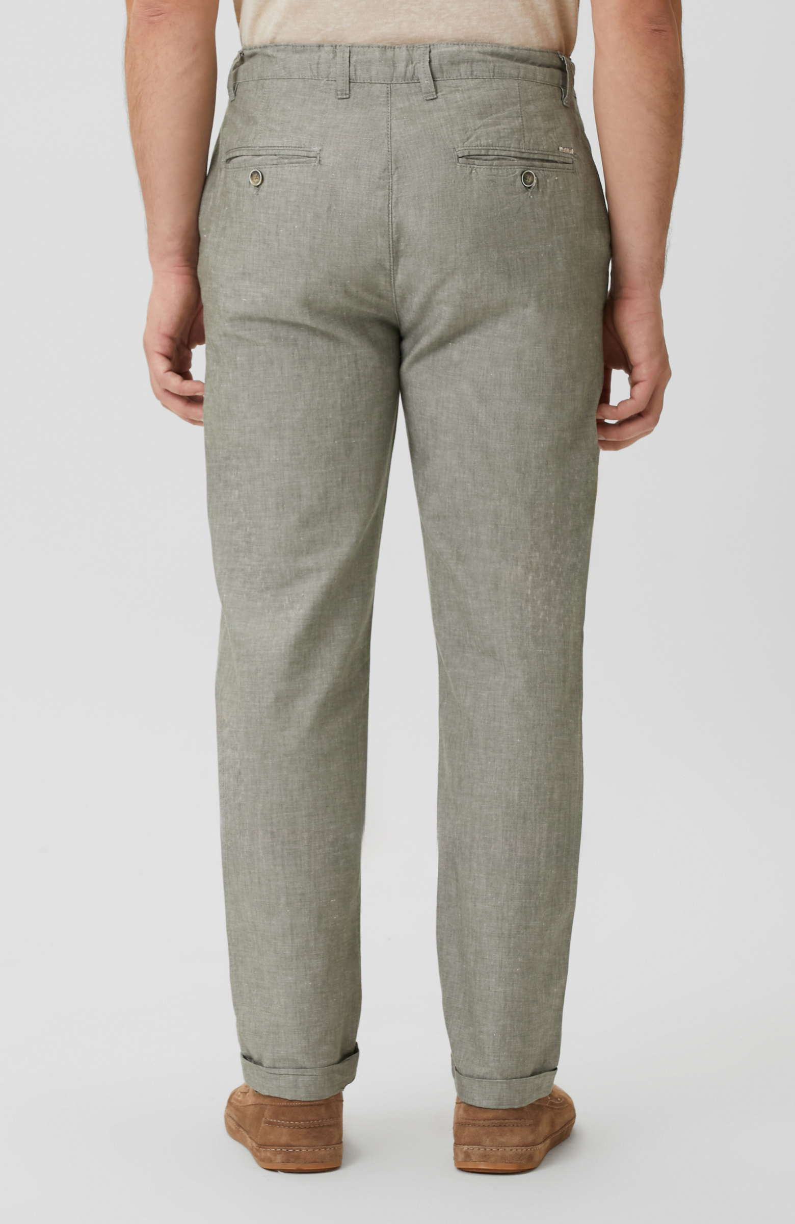 Haki Dokuma Pamuk Keten Pantolon