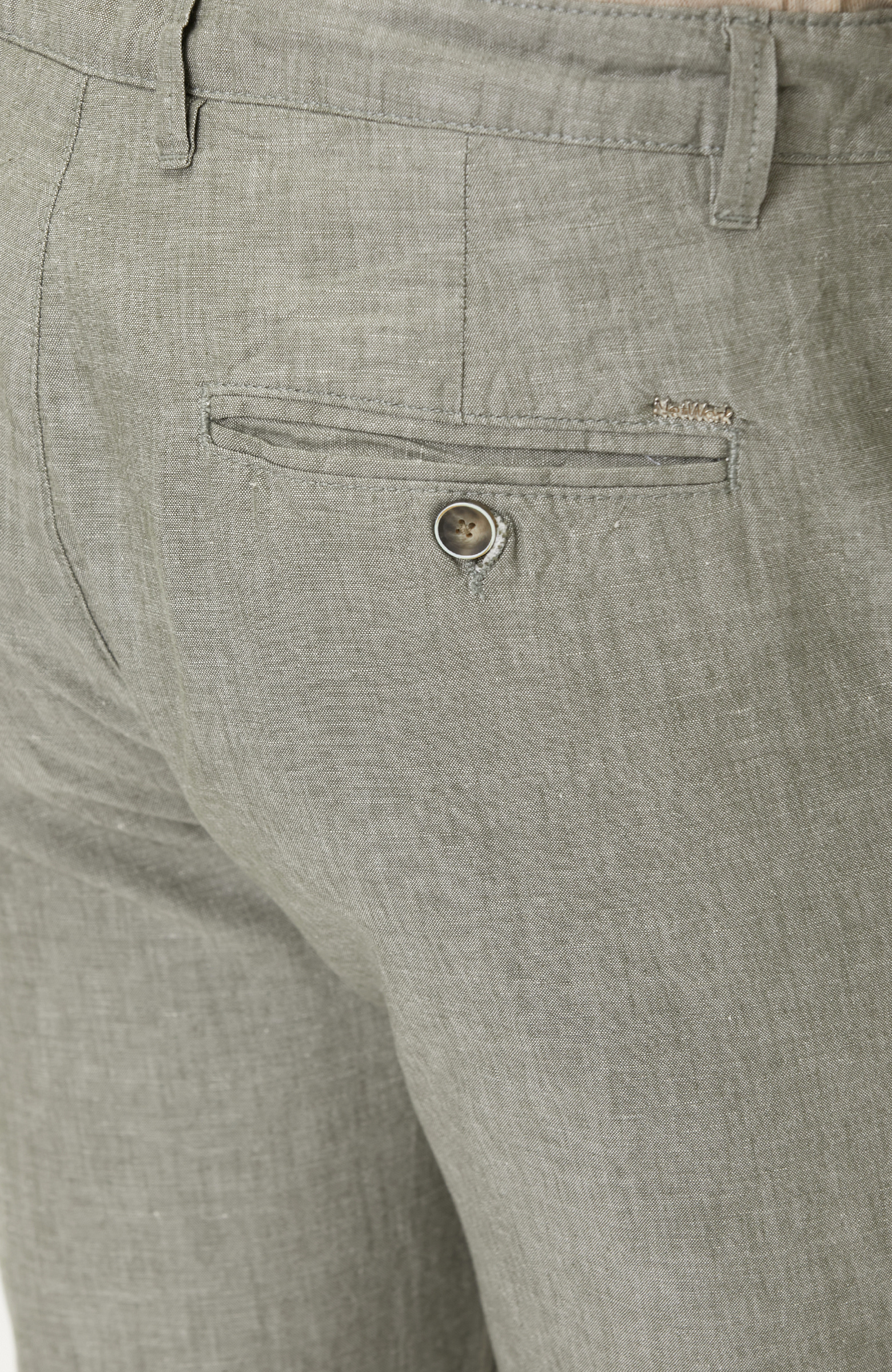 Haki Dokuma Pamuk Keten Pantolon