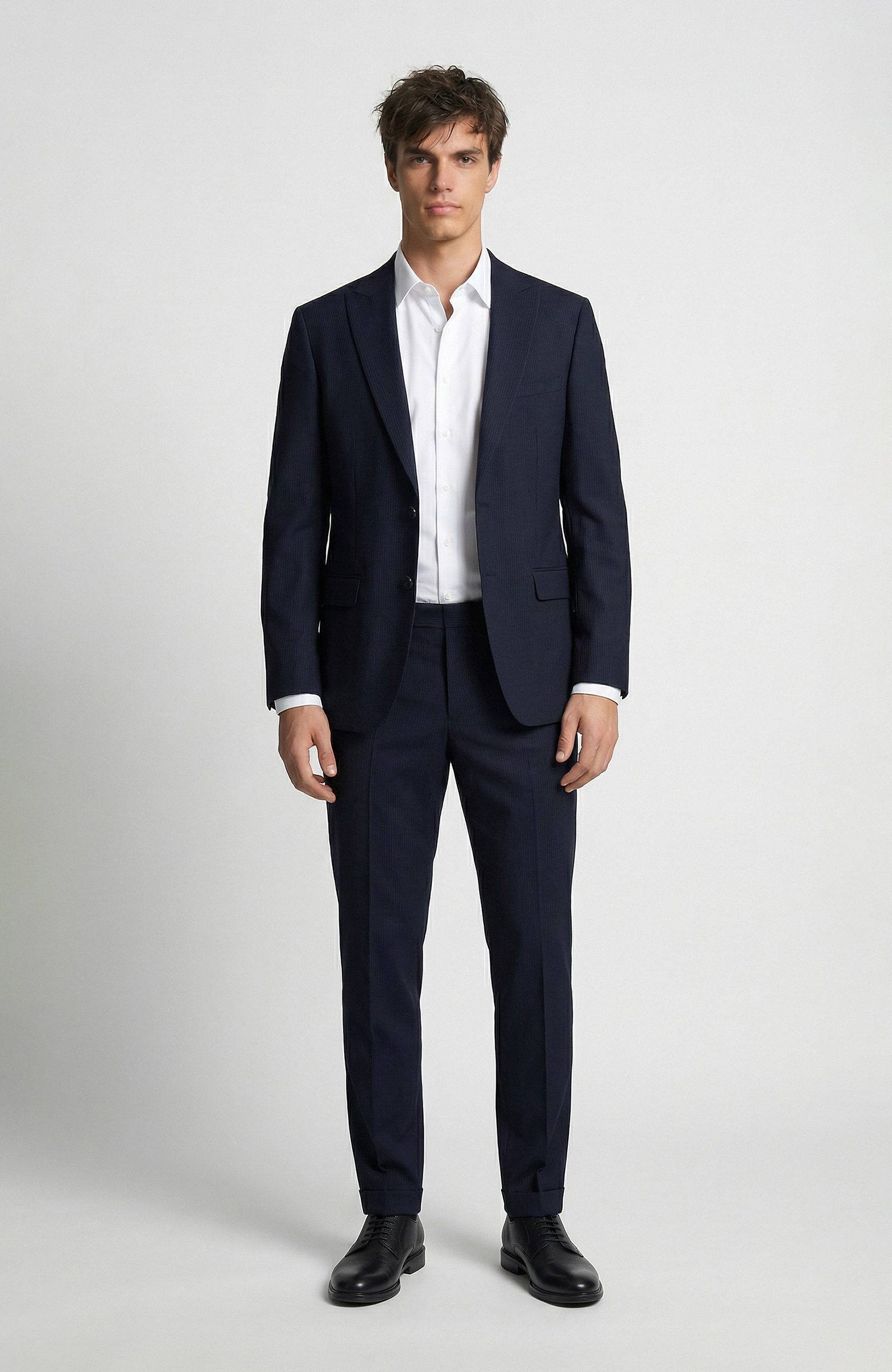 Lacivert Çizgili Takım Elbise