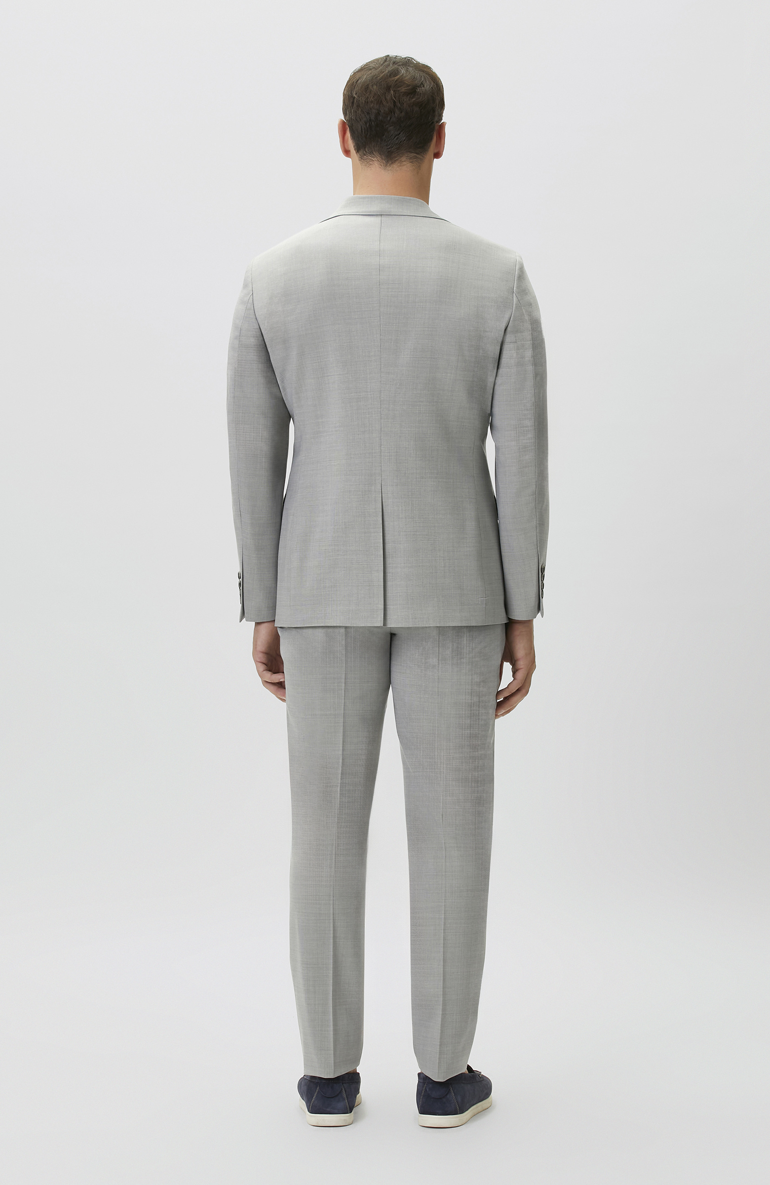 Slim Fit Açık Gri Yün Karışımlı Takım Elbise